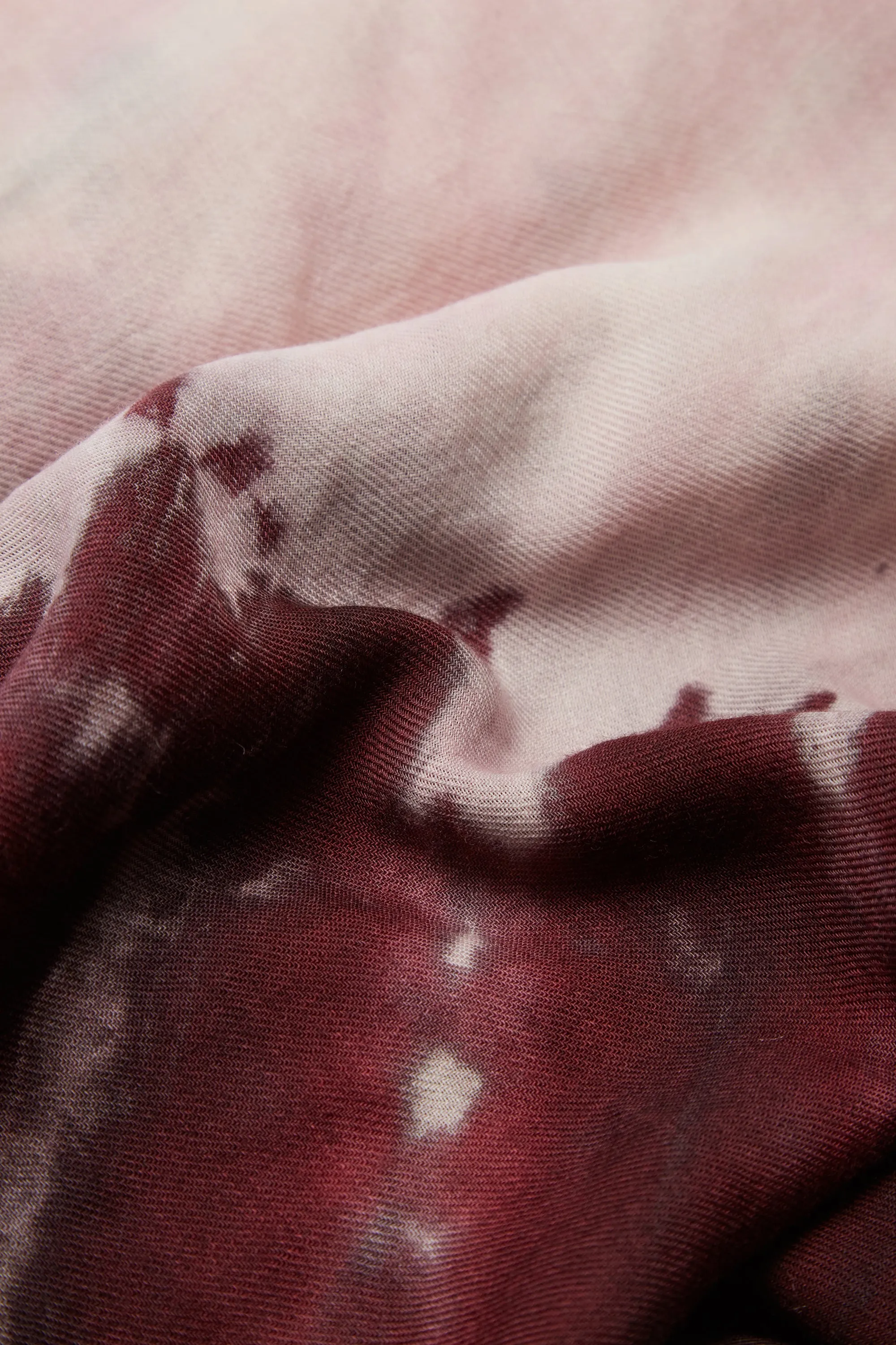 Anaya Scarf in Deep Bordeaux Multi Tie Dye Cashmere Silk and Wool Gauze with Edge Stitch sold by Gabriela Hearst product image thumbnail 3