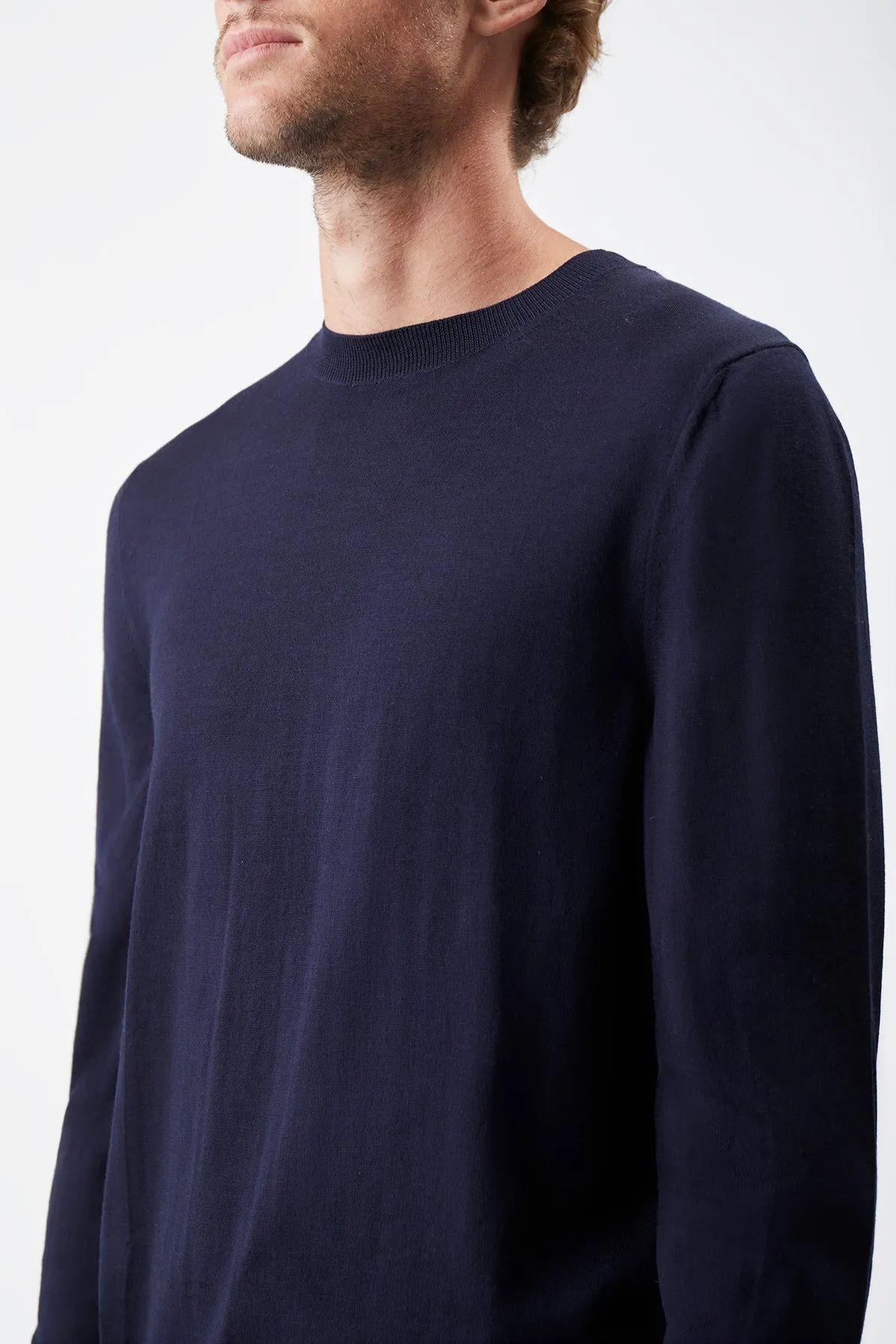 Palco Knit Crewneck in Navy Merino Wool sold by Gabriela Hearst product image thumbnail 5