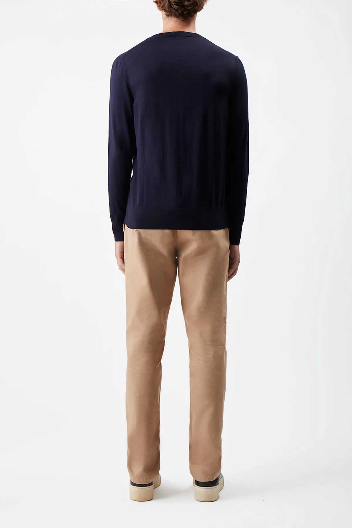 Palco Knit Crewneck in Navy Merino Wool sold by Gabriela Hearst product image thumbnail 4