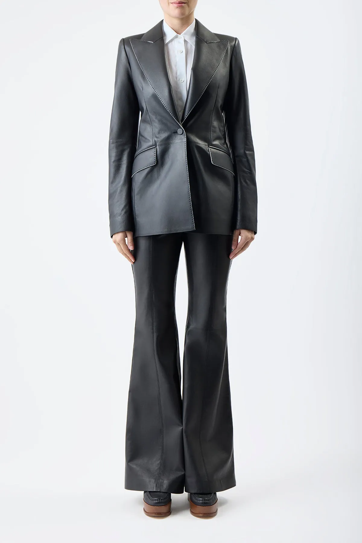 Leiva Blazer in Black Nappa Leather sold by Gabriela Hearst product image thumbnail 3