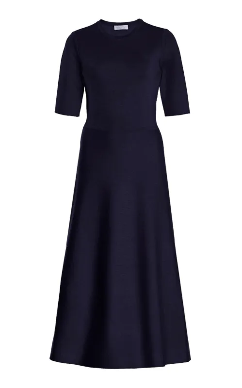 Seymore Knit Midi Dress in Dark Navy Merino Wool Cashmere sold by Gabriela Hearst