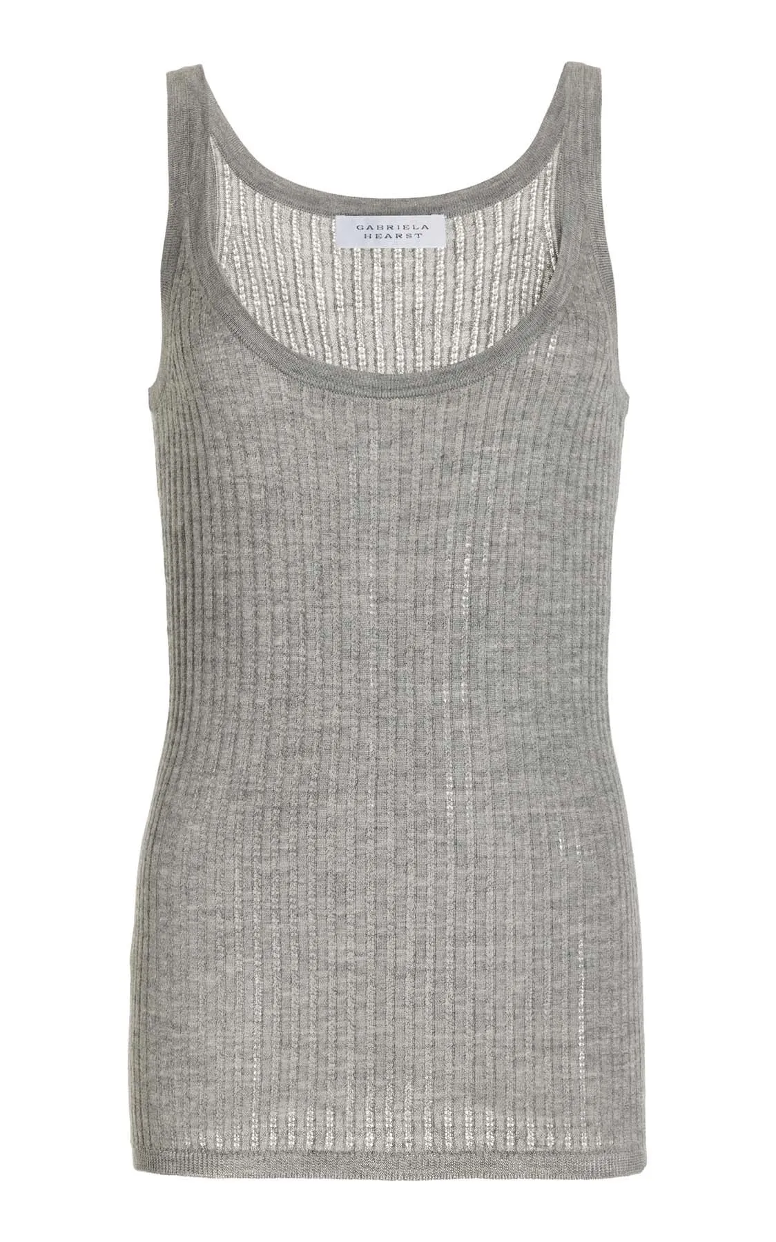 Nevin Pointelle Knit Tank Top in Heather Grey Cashmere Silk sold by Gabriela Hearst