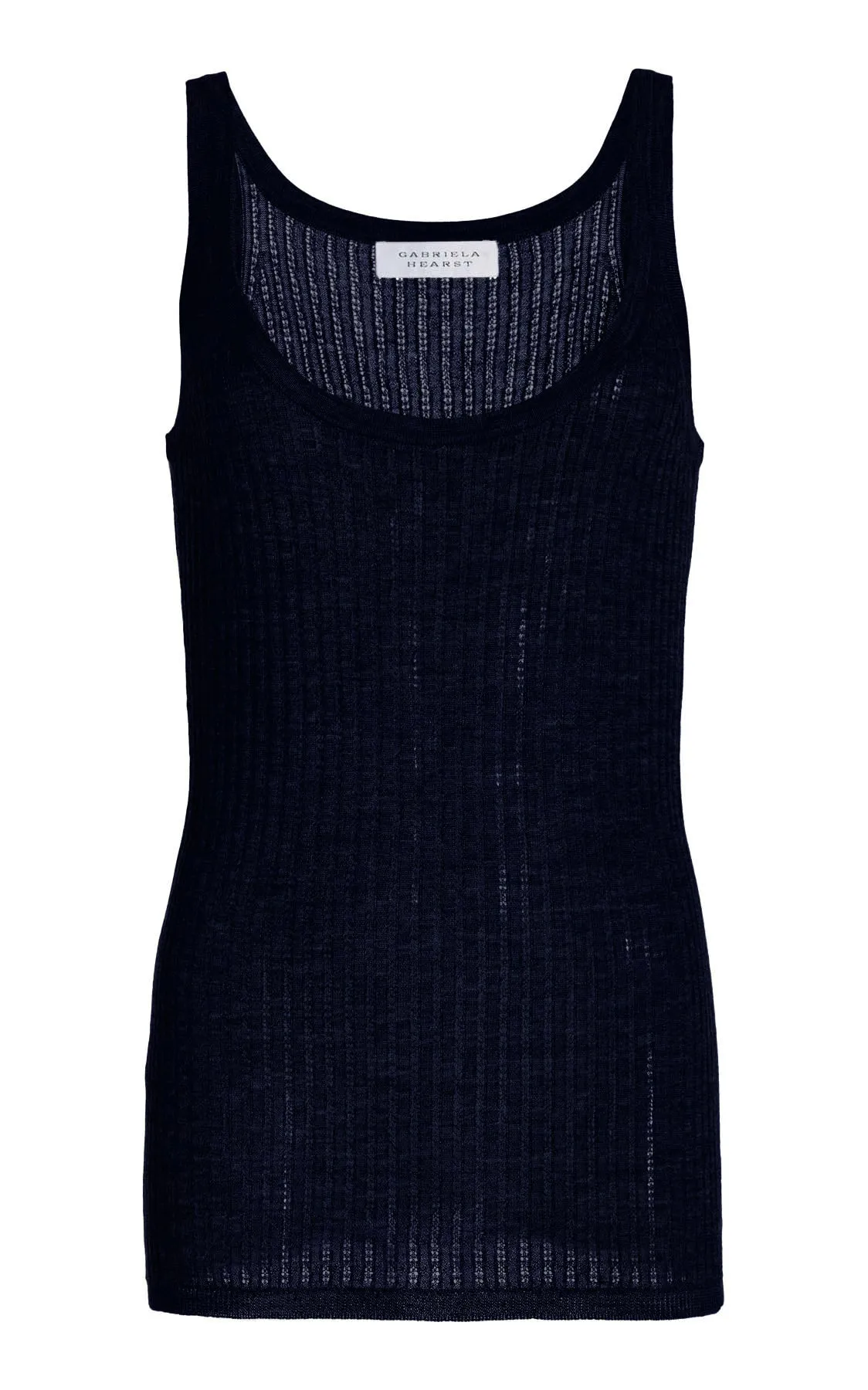 Nevin Pointelle Knit Tank Top in Dark Navy Cashmere Silk sold by Gabriela Hearst