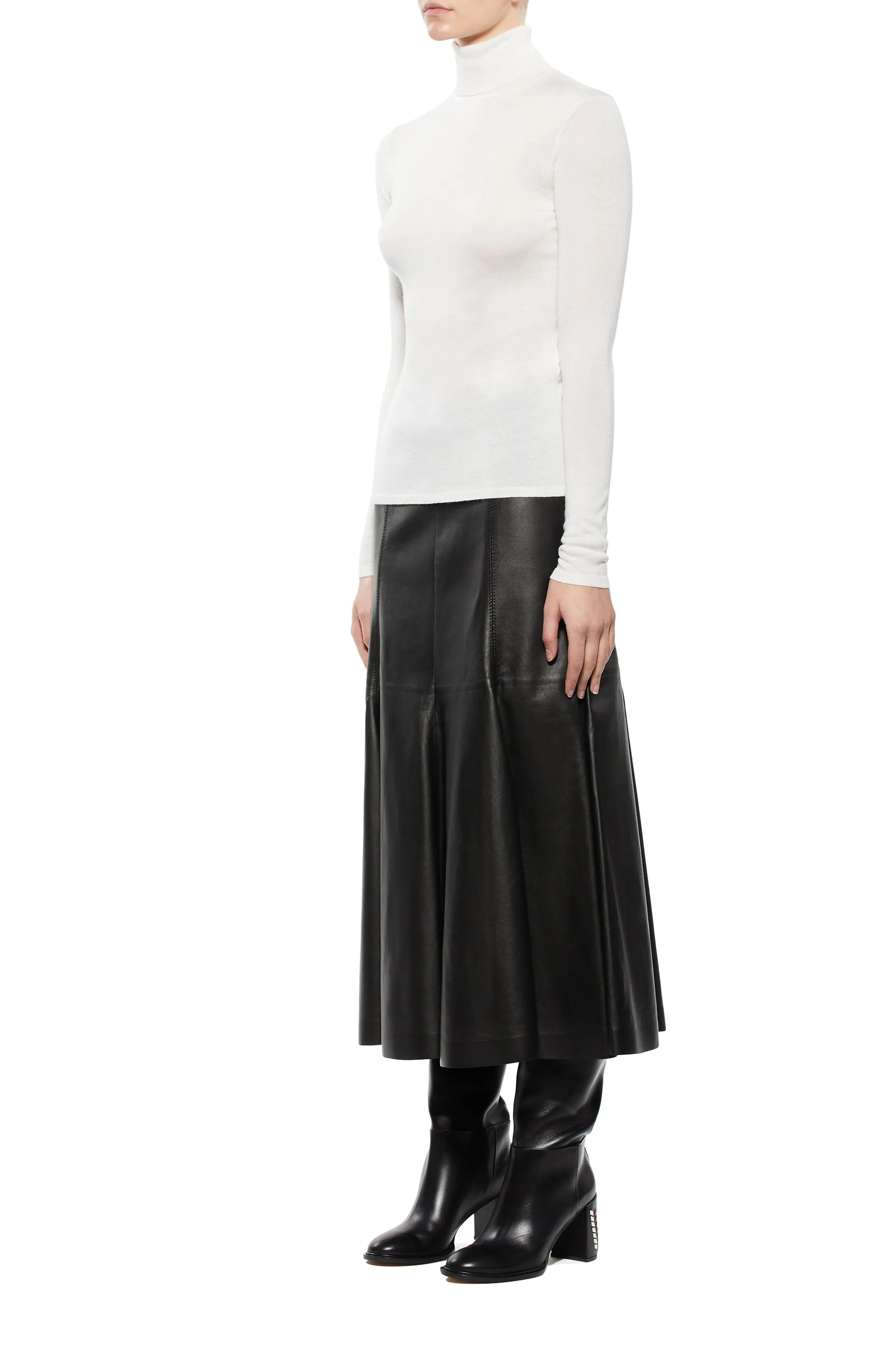 Costa Knit Turtleneck in Ivory Cashmere Silk sold by Gabriela Hearst product image thumbnail 4