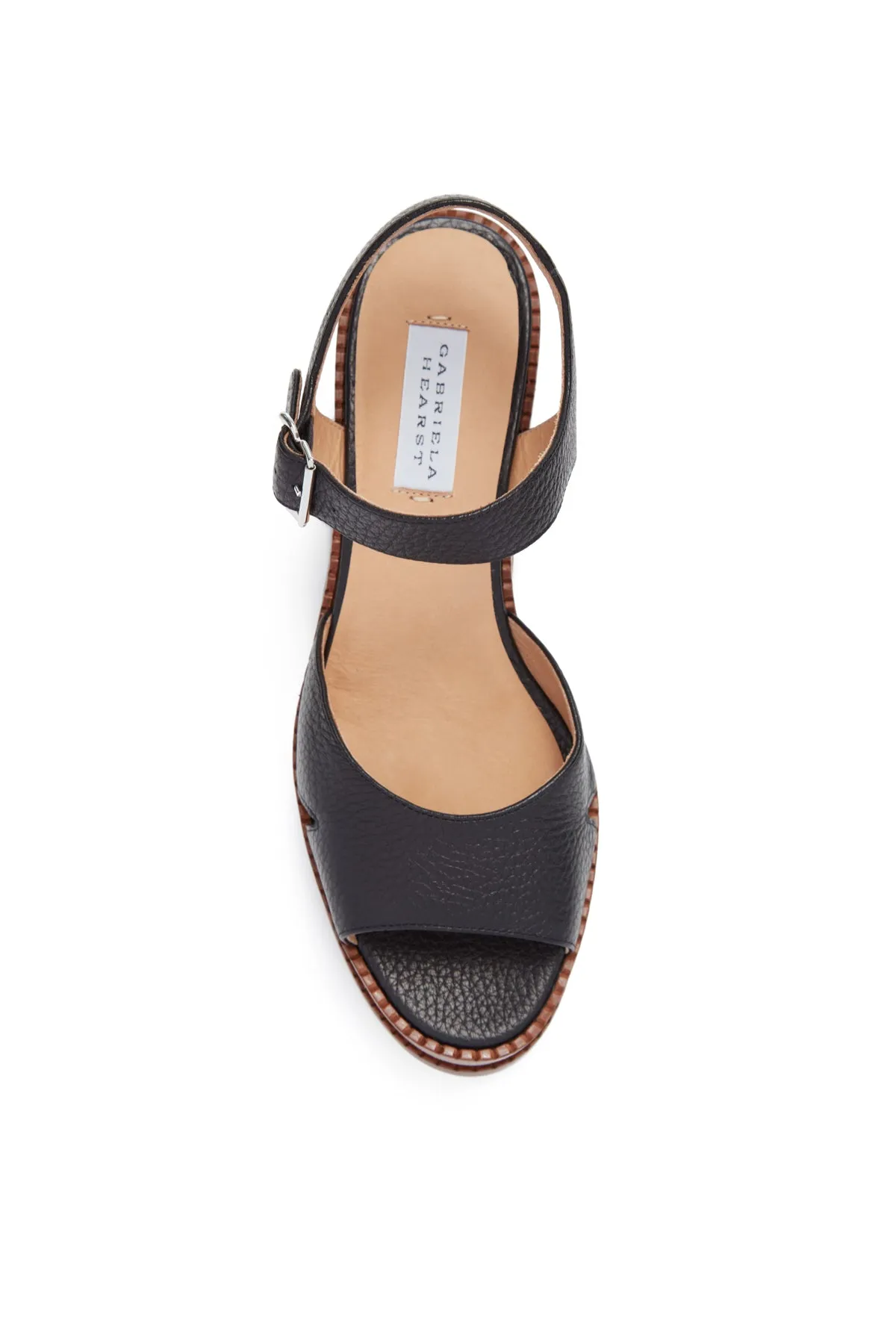 Zuri Platform Sandal in Black Textured Leather sold by Gabriela Hearst product image thumbnail 4