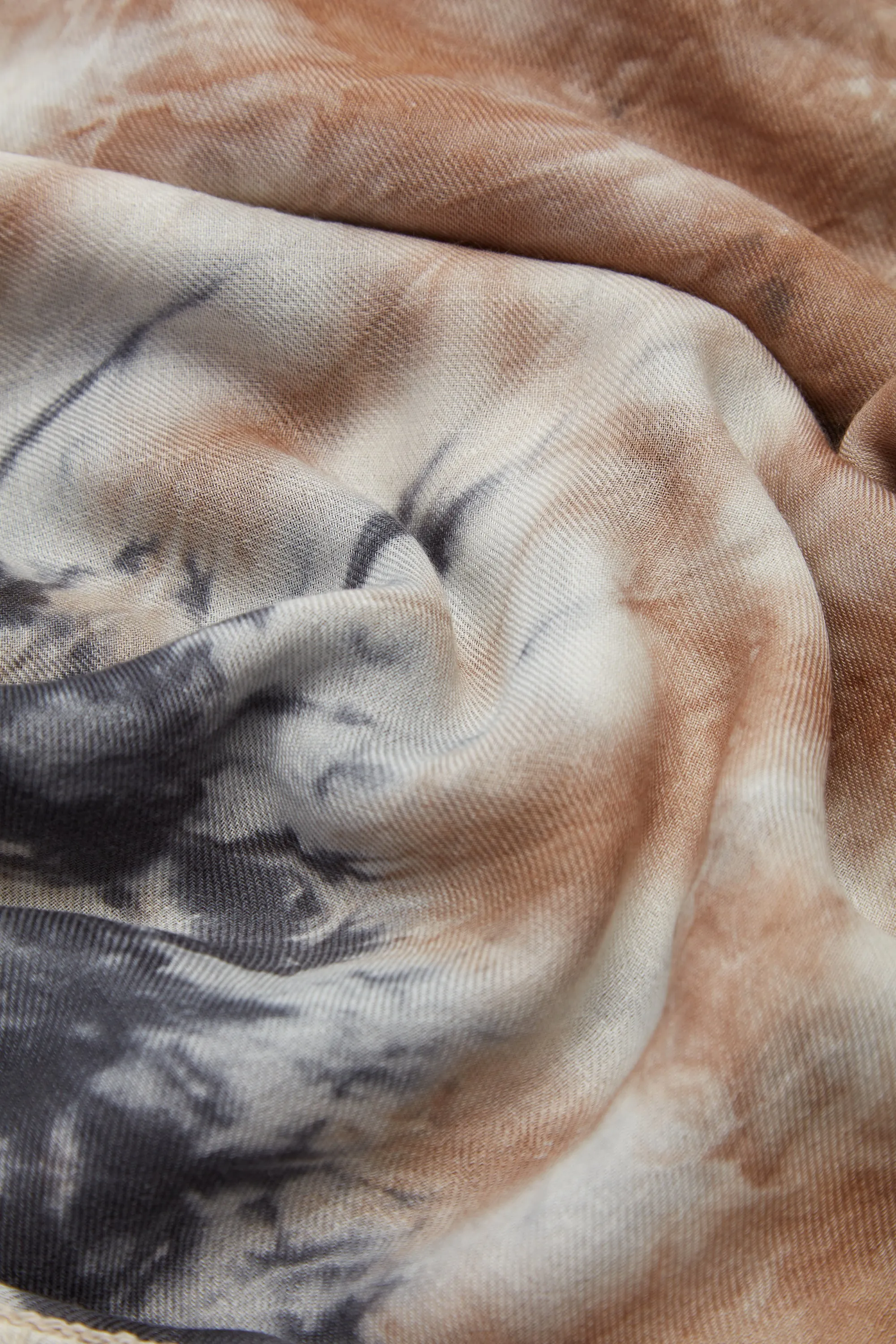 Anaya Scarf in Camel Multi Tie Dye Cashmere Silk and Wool Gauze with Edge Stitch sold by Gabriela Hearst product image thumbnail 3