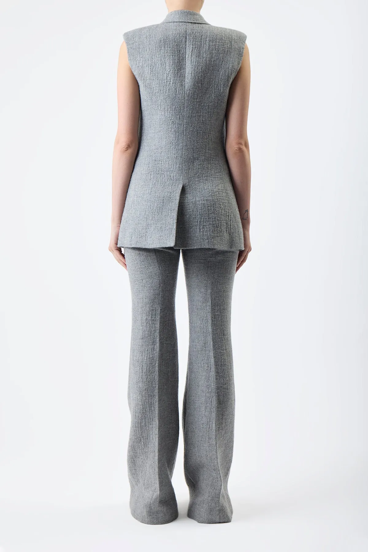 Rhein Pant in Light Grey Melange Cashmere Linen sold by Gabriela Hearst product image thumbnail 5