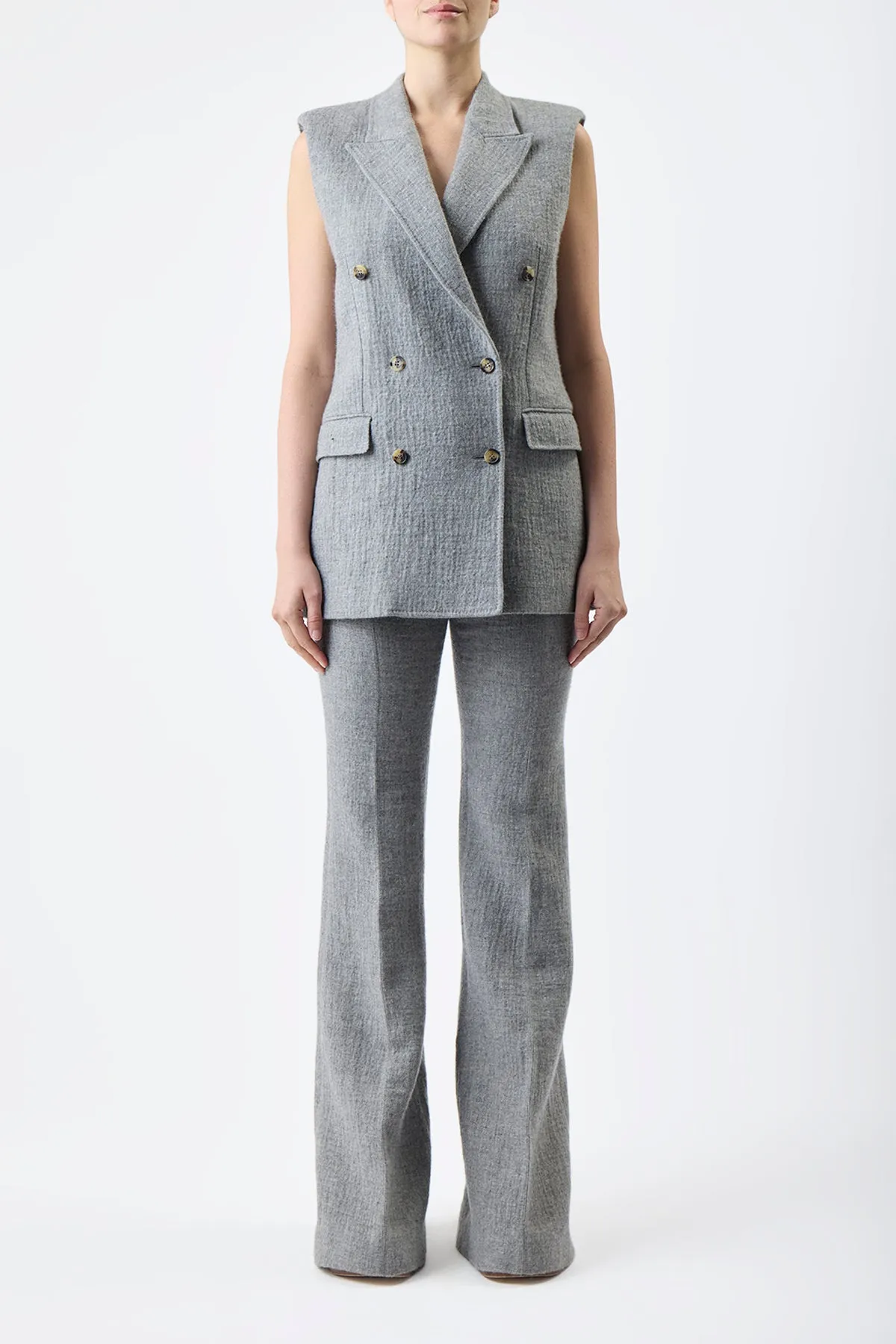Rhein Pant in Light Grey Melange Cashmere Linen sold by Gabriela Hearst product image thumbnail 3