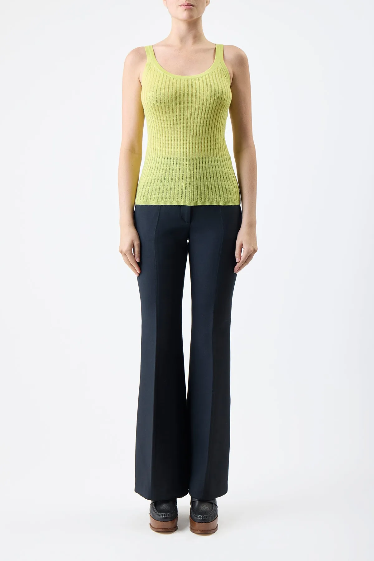 Nevin Pointelle Knit Tank Top in Lime Adamite Cashmere Silk sold by Gabriela Hearst product image thumbnail 2