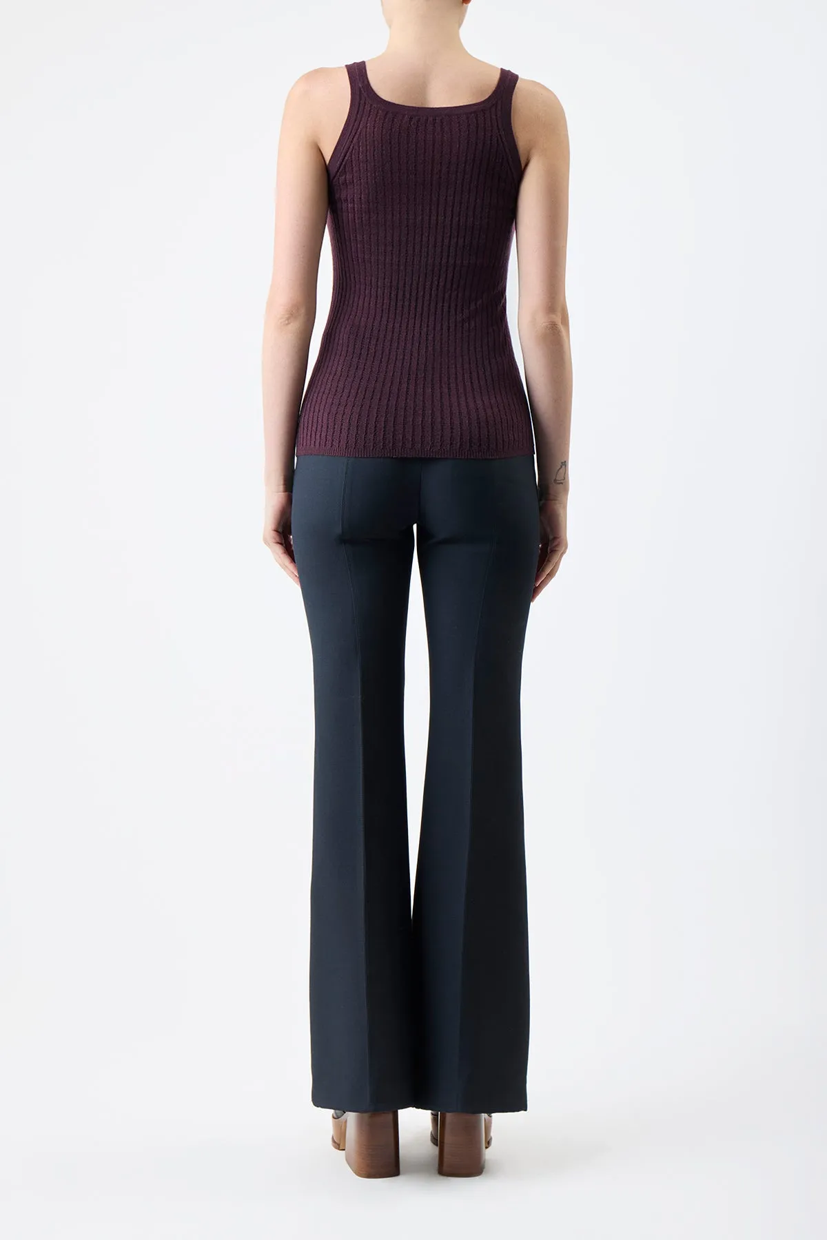 Nevin Pointelle Knit Tank Top in Deep Bordeaux Cashmere Silk sold by Gabriela Hearst product image thumbnail 4