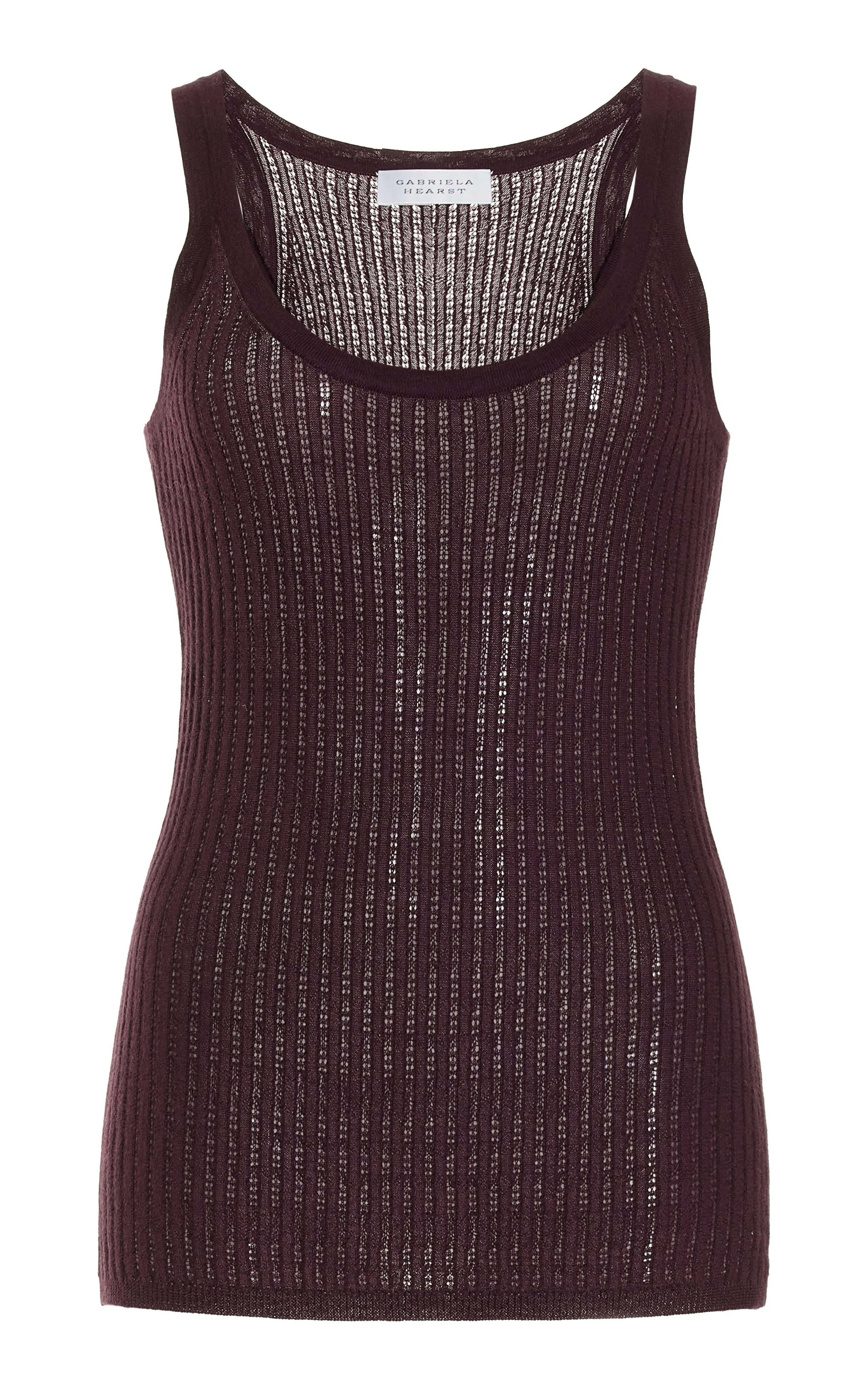 Nevin Pointelle Knit Tank Top in Deep Bordeaux Cashmere Silk sold by Gabriela Hearst