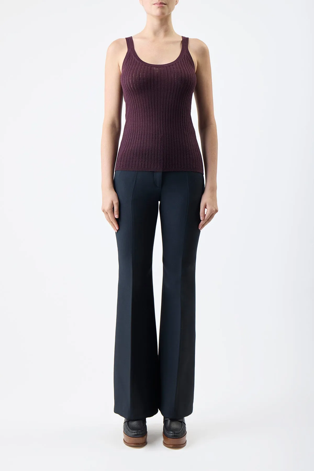 Nevin Pointelle Knit Tank Top in Deep Bordeaux Cashmere Silk sold by Gabriela Hearst product image thumbnail 2