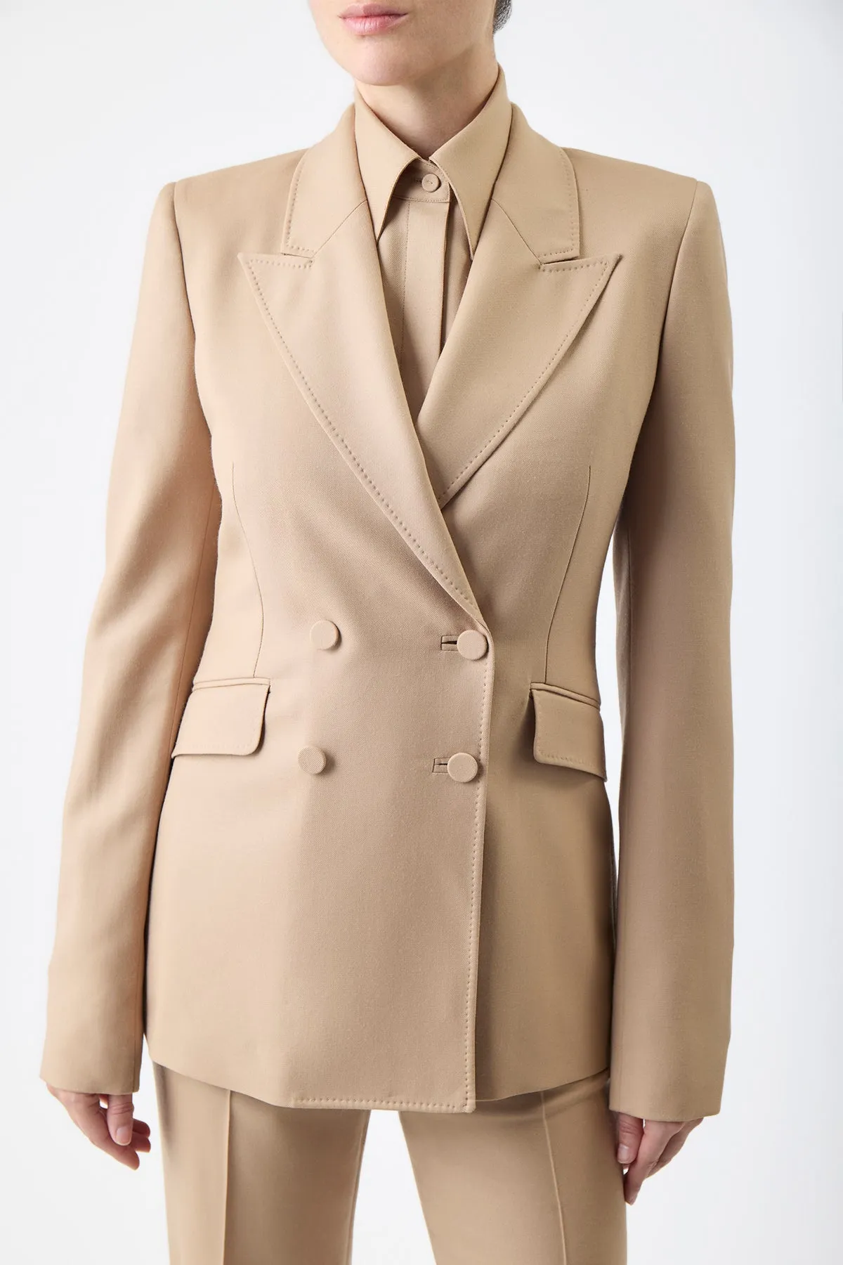 Stephanie Blazer in Camel Virgin Wool Twill sold by Gabriela Hearst product image thumbnail 5