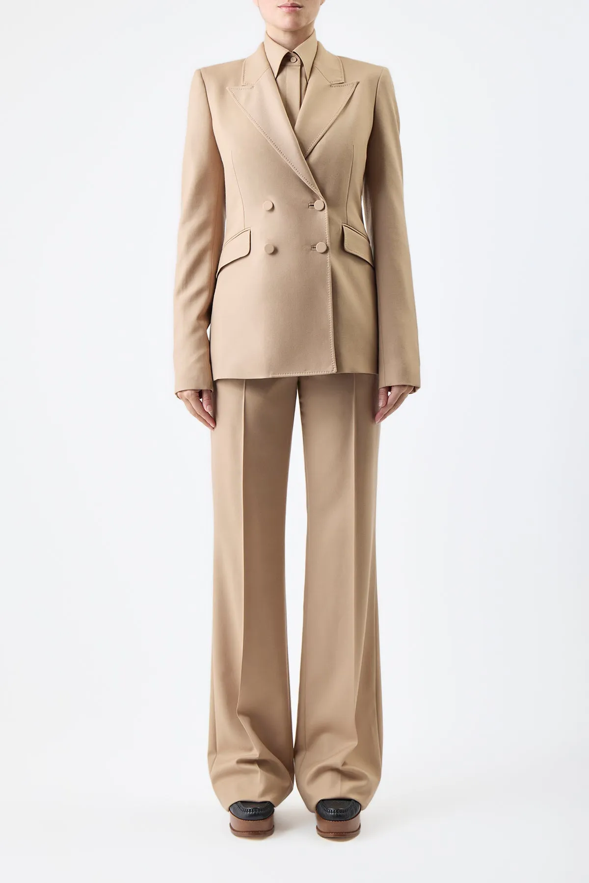 Stephanie Blazer in Camel Virgin Wool Twill sold by Gabriela Hearst product image thumbnail 2