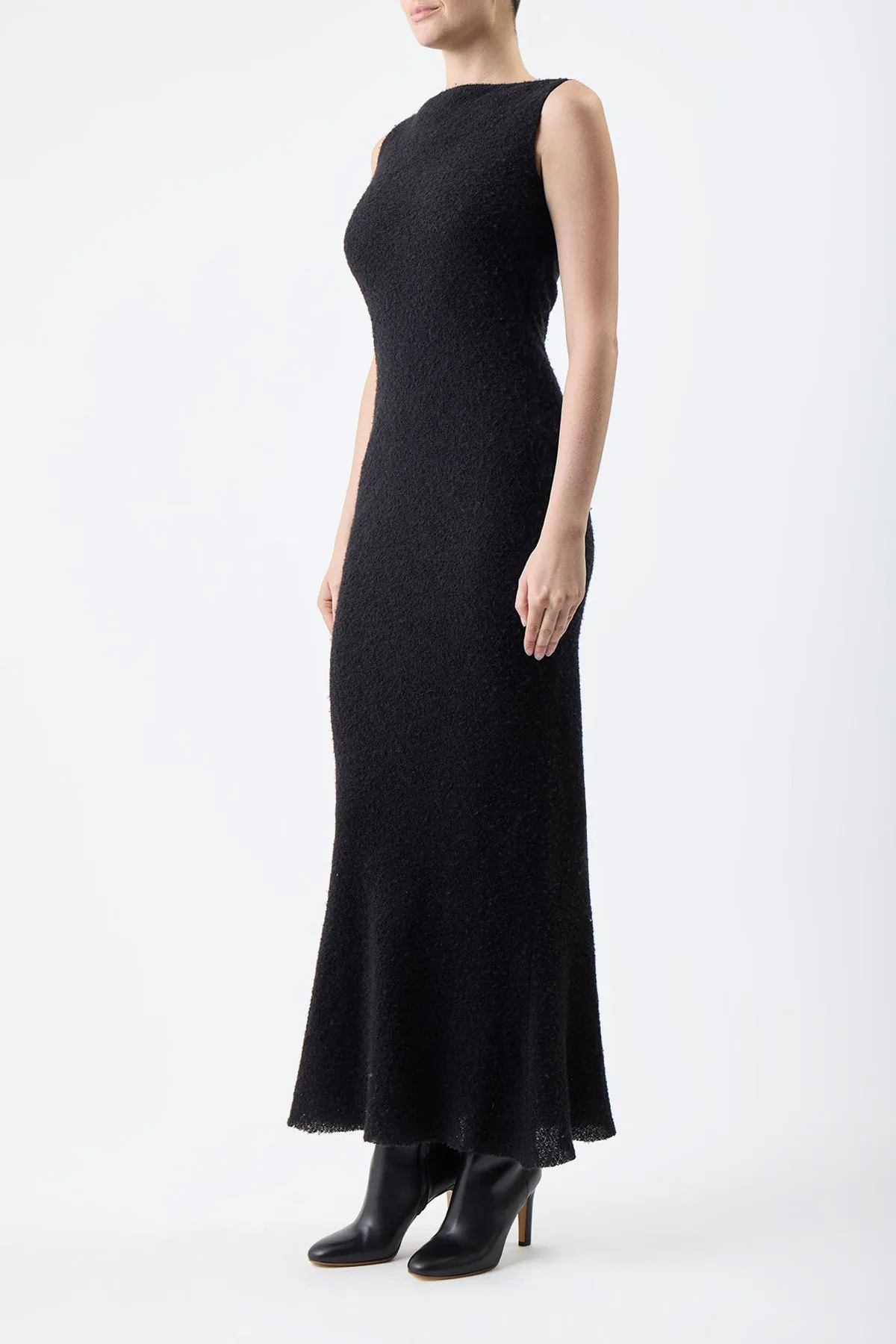 Seren Maxi Dress in Black Silk Cashgora Boucle Gauze sold by Gabriela Hearst product image thumbnail 3