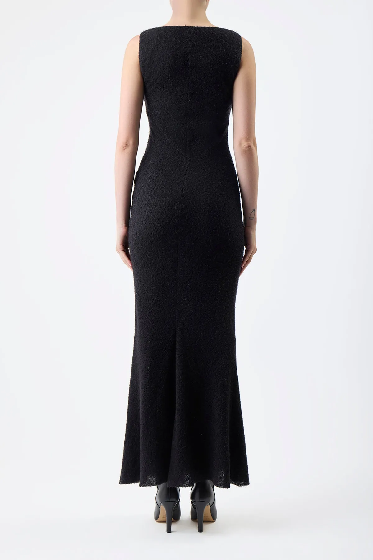 Seren Maxi Dress in Black Silk Cashgora Boucle Gauze sold by Gabriela Hearst product image thumbnail 4