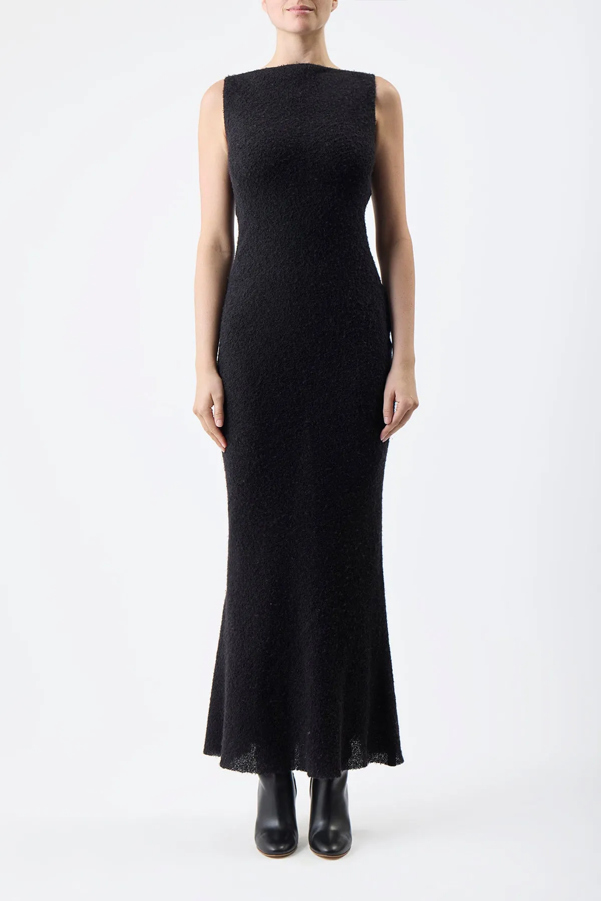Seren Maxi Dress in Black Silk Cashgora Boucle Gauze sold by Gabriela Hearst product image thumbnail 2