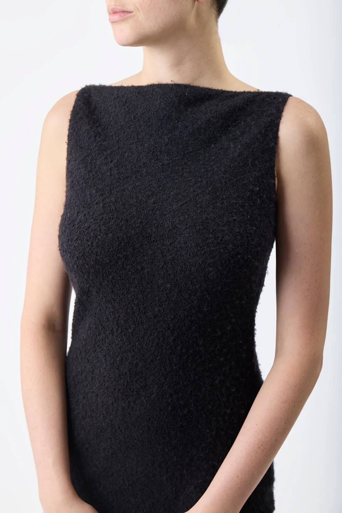 Seren Maxi Dress in Black Silk Cashgora Boucle Gauze sold by Gabriela Hearst product image thumbnail 5