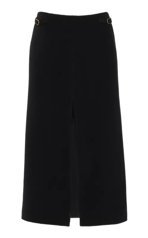 Morelos Midi Skirt in Black Double-Face Recycled Cashmere sold by Gabriela Hearst
