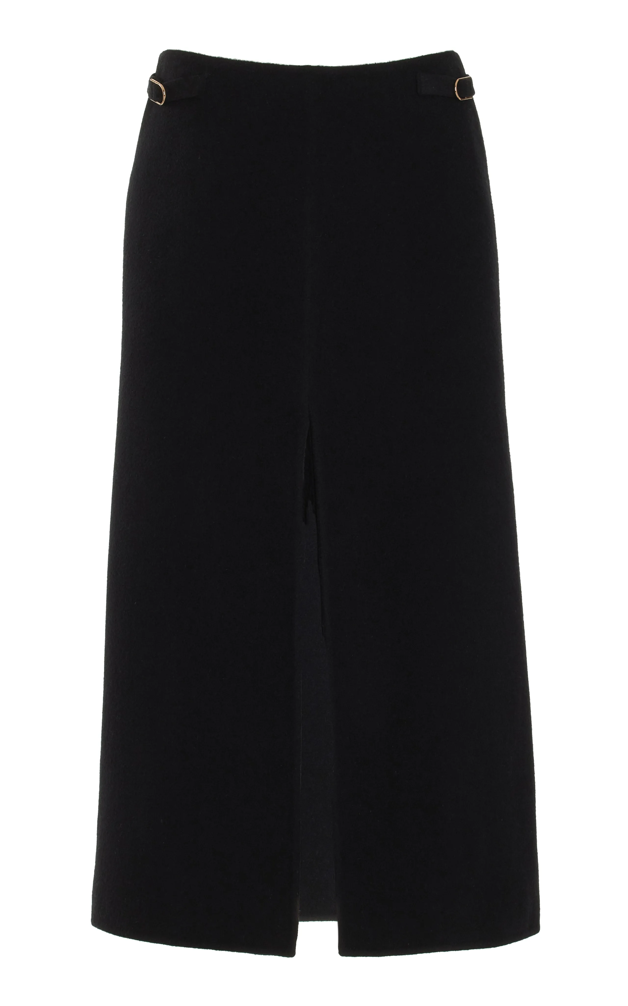 Morelos Midi Skirt in Black Double-Face Recycled Cashmere sold by Gabriela Hearst