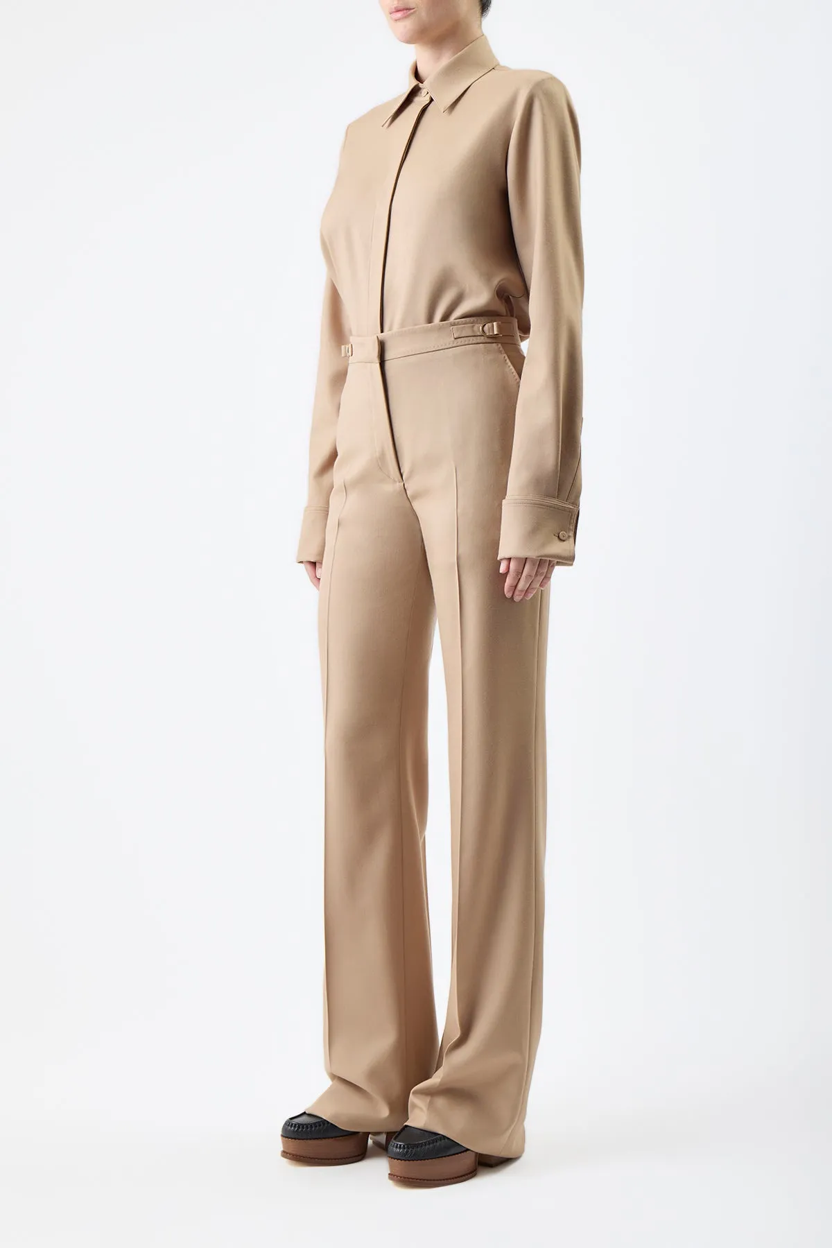 Vesta Pant in Camel Virgin Wool Twill sold by Gabriela Hearst product image thumbnail 3