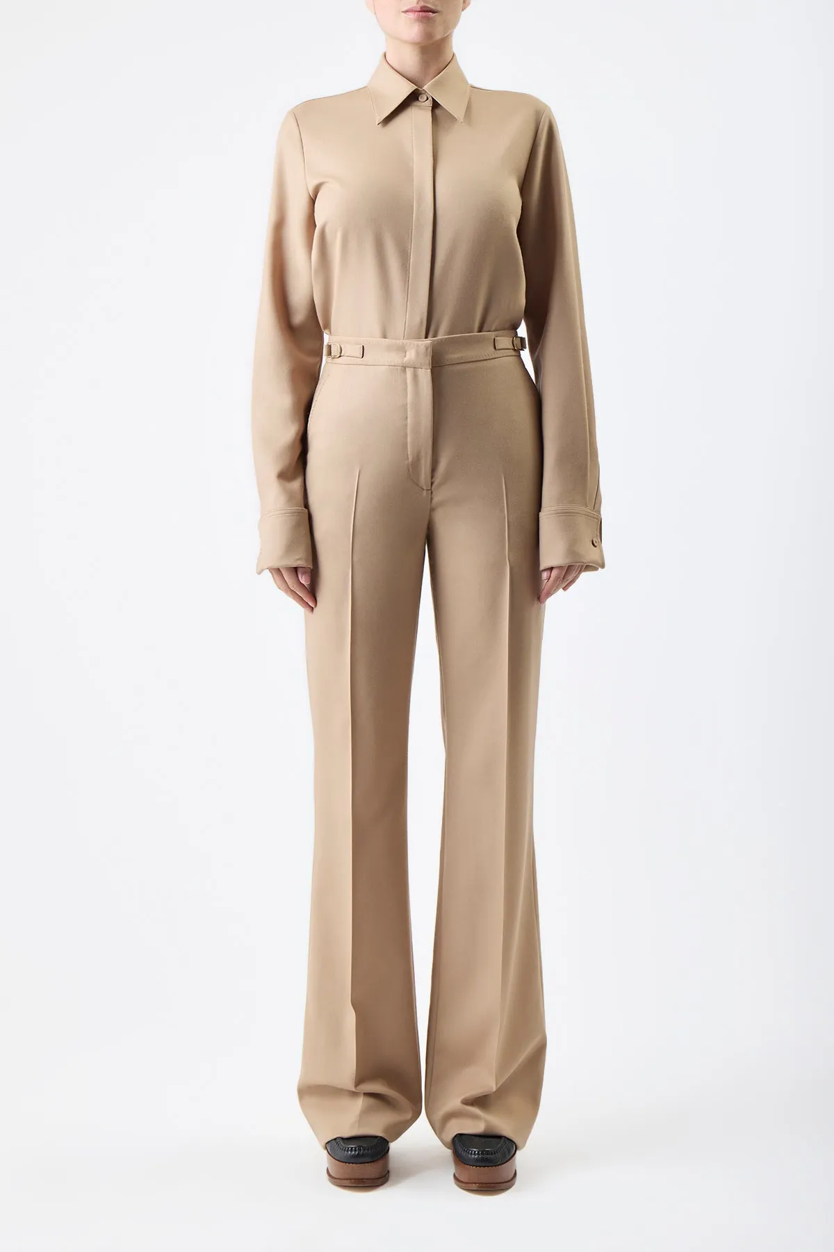 Vesta Pant in Camel Virgin Wool Twill sold by Gabriela Hearst product image thumbnail 2