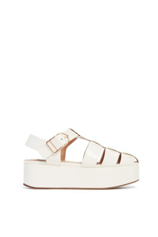 Mila Platform Sandal in Cream Leather sold by Gabriela Hearst