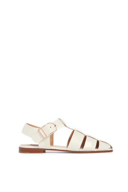 Lynn Flat Sandal in Cream Nappa Leather sold by Gabriela Hearst