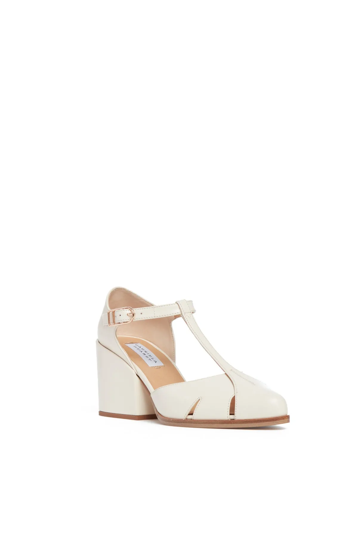 Hawes T-Strap Heel in Cream Leather sold by Gabriela Hearst product image thumbnail 2