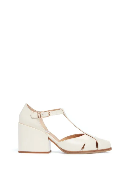 Hawes T-Strap Heel in Cream Leather sold by Gabriela Hearst