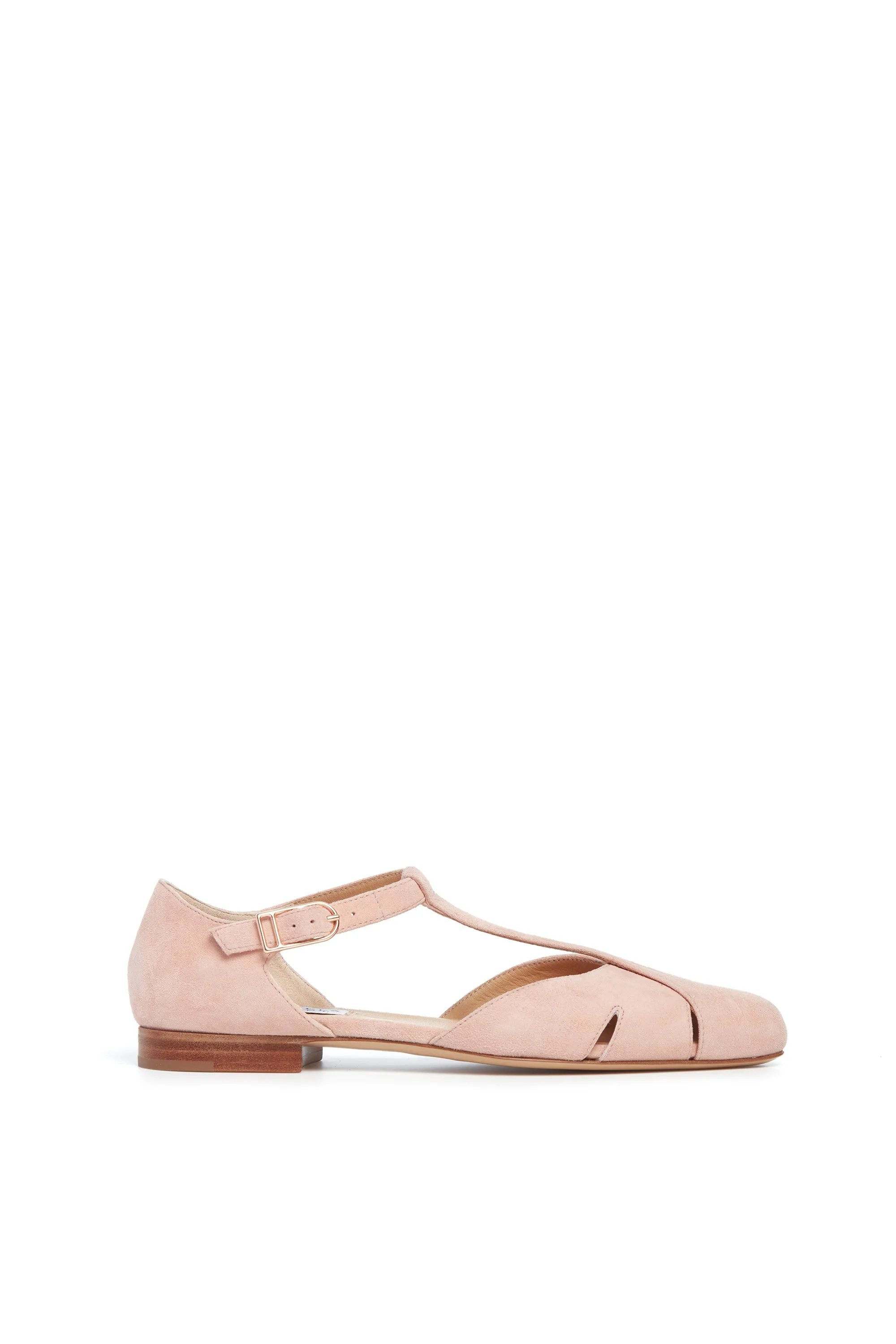 Harlow Ballerina Flat Shoe in Blush Suede sold by Gabriela Hearst