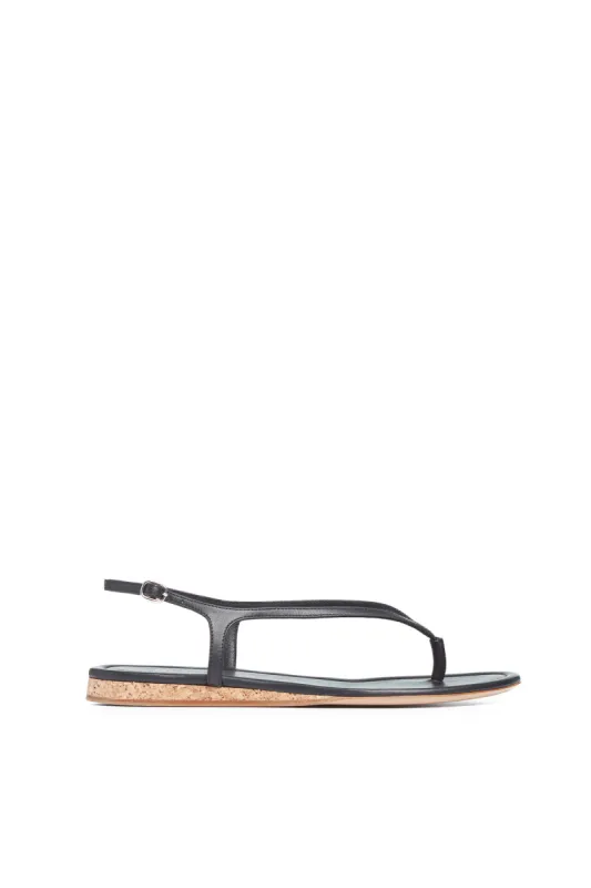 Gia Flat Sandal in Black Nappa Leather sold by Gabriela Hearst