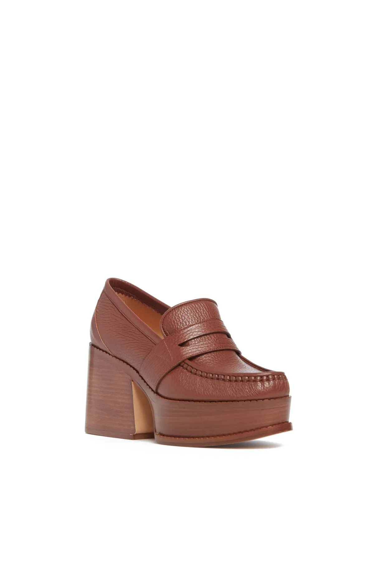 Augusta Platform Loafer in Cognac Textured Leather sold by Gabriela Hearst product image thumbnail 2