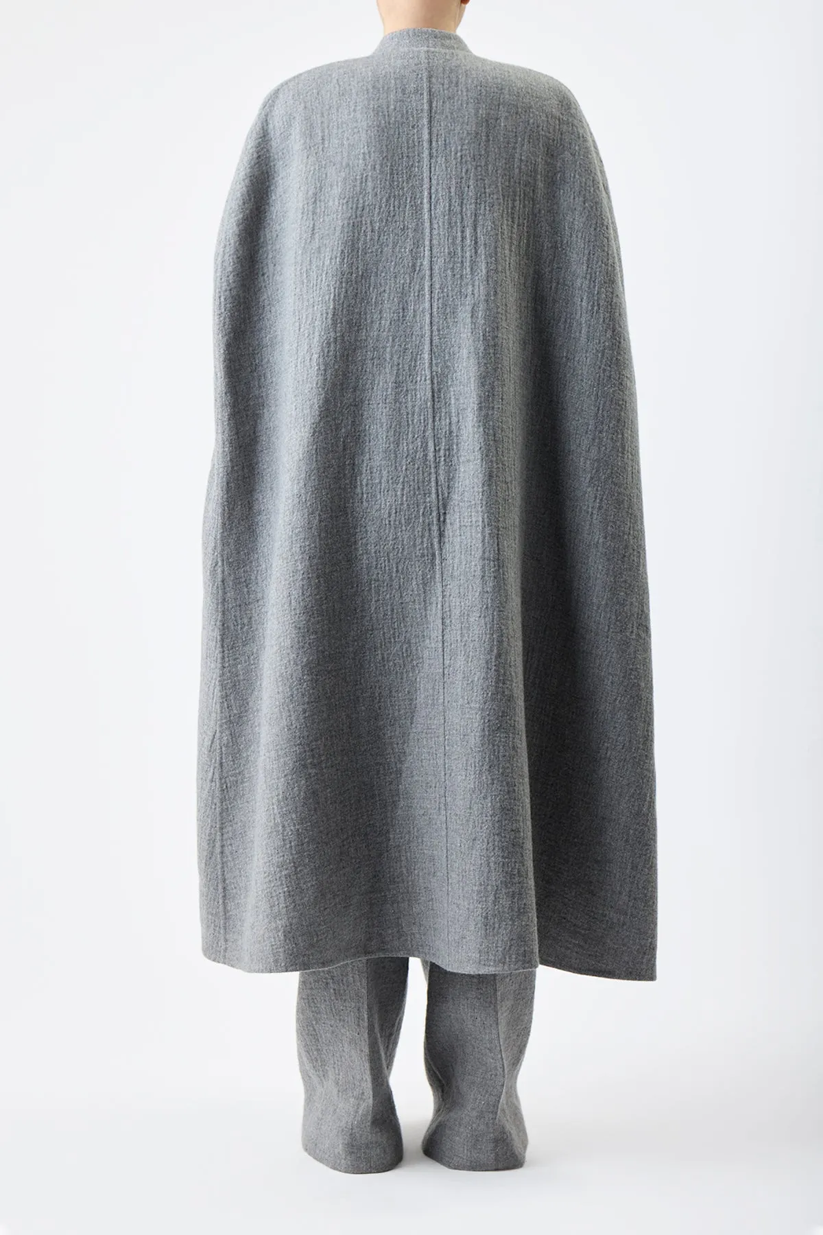 Lindlow Cape in Light Grey Melange Cashmere Linen sold by Gabriela Hearst product image thumbnail 5