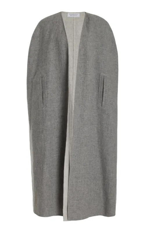 Lindlow Cape in Light Grey Melange Cashmere Linen sold by Gabriela Hearst