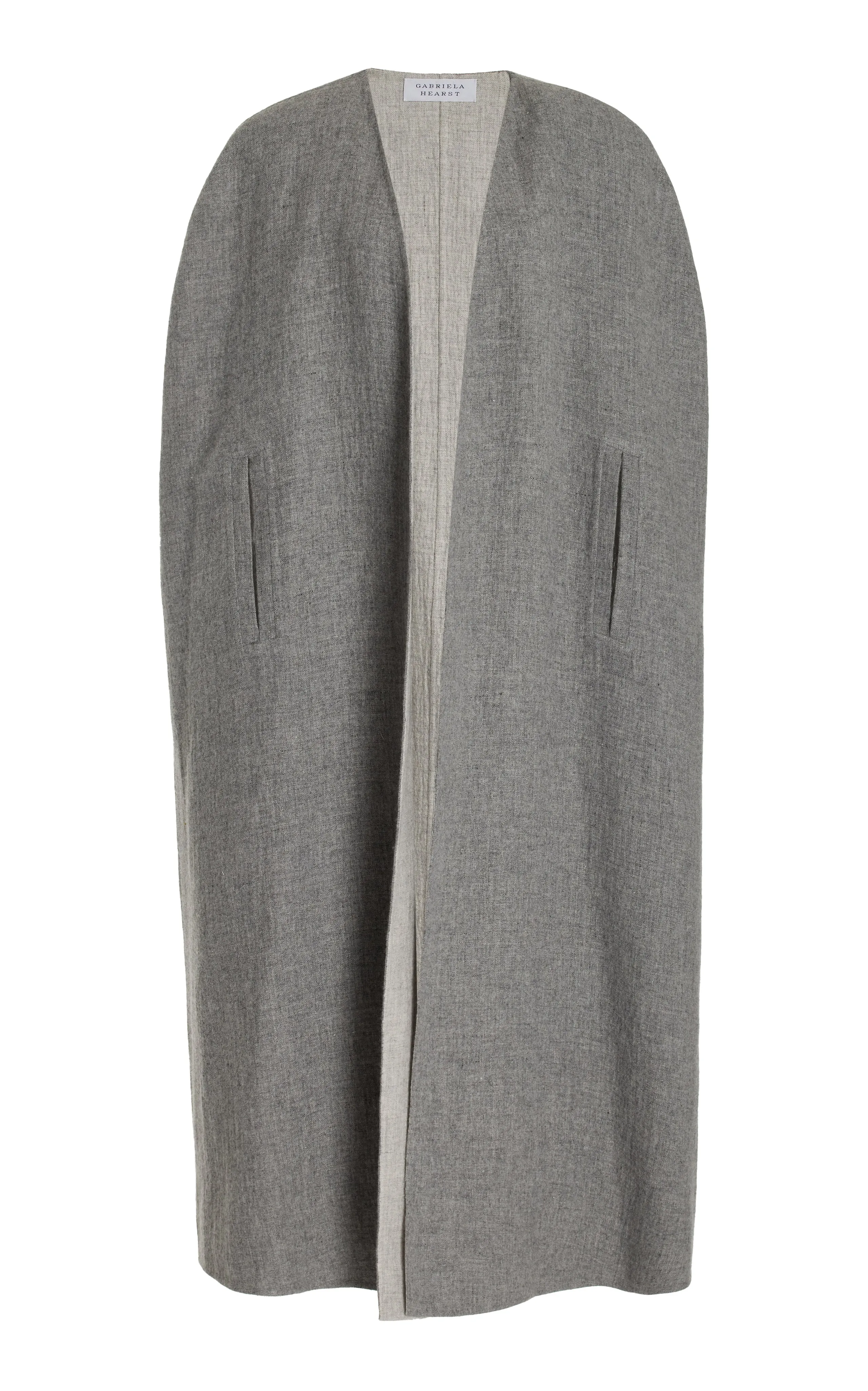 Lindlow Cape in Light Grey Melange Cashmere Linen sold by Gabriela Hearst