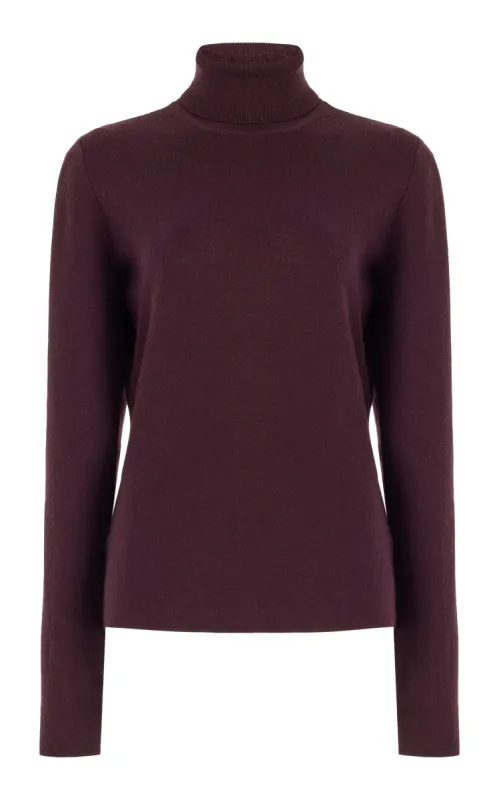 May Knit Turtleneck in Deep Bordeaux Merino Wool Cashmere sold by Gabriela Hearst