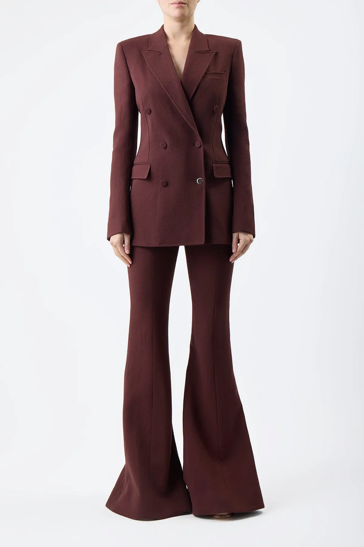 Gavin Blazer in Deep Bordeaux Virgin Wool Crepe sold by Gabriela Hearst product image thumbnail 3
