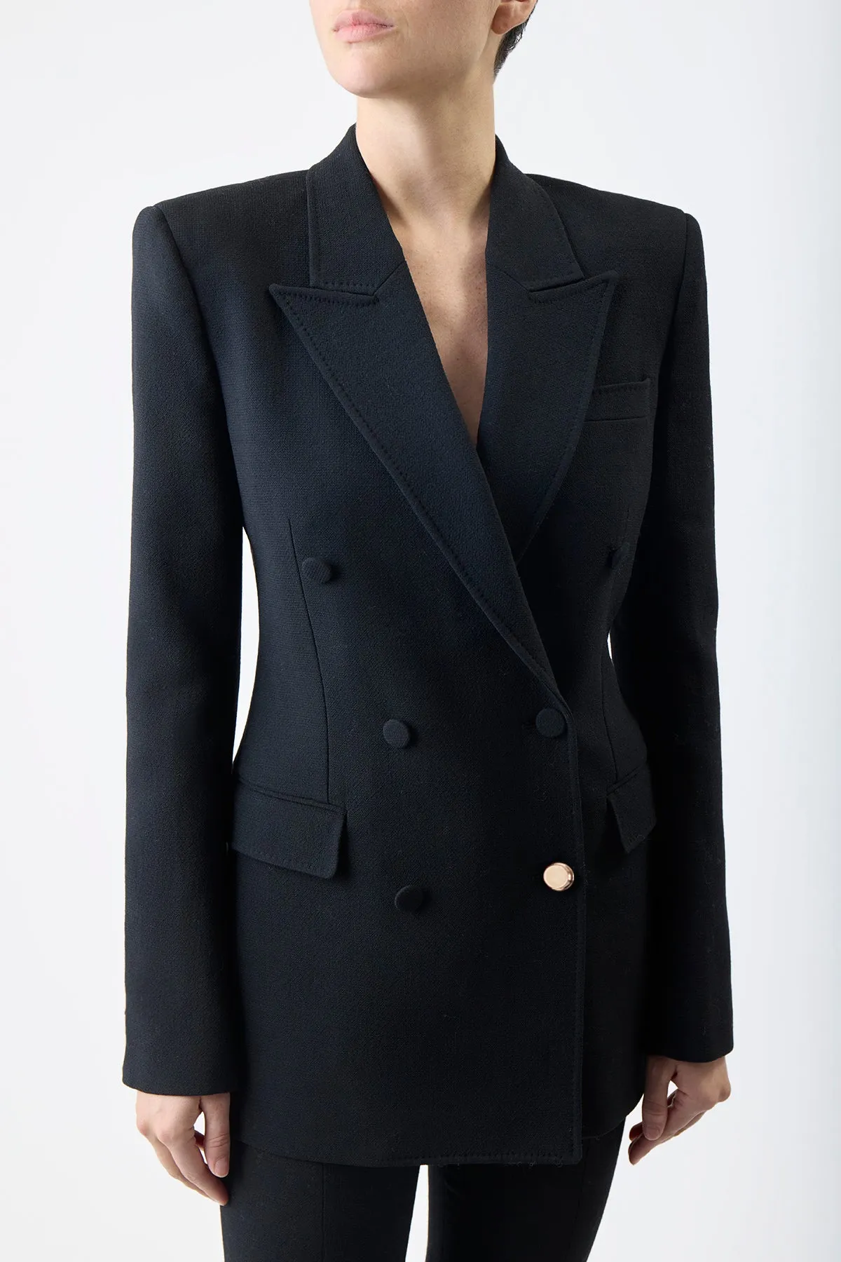 Gavin Blazer in Black Virgin Wool Crepe sold by Gabriela Hearst product image thumbnail 5