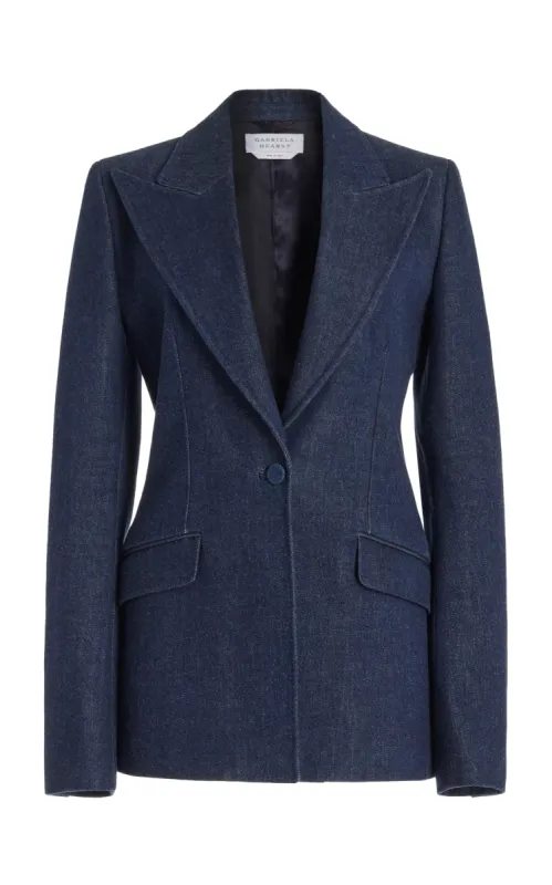 Leiva Blazer in Organic Raw Denim sold by Gabriela Hearst