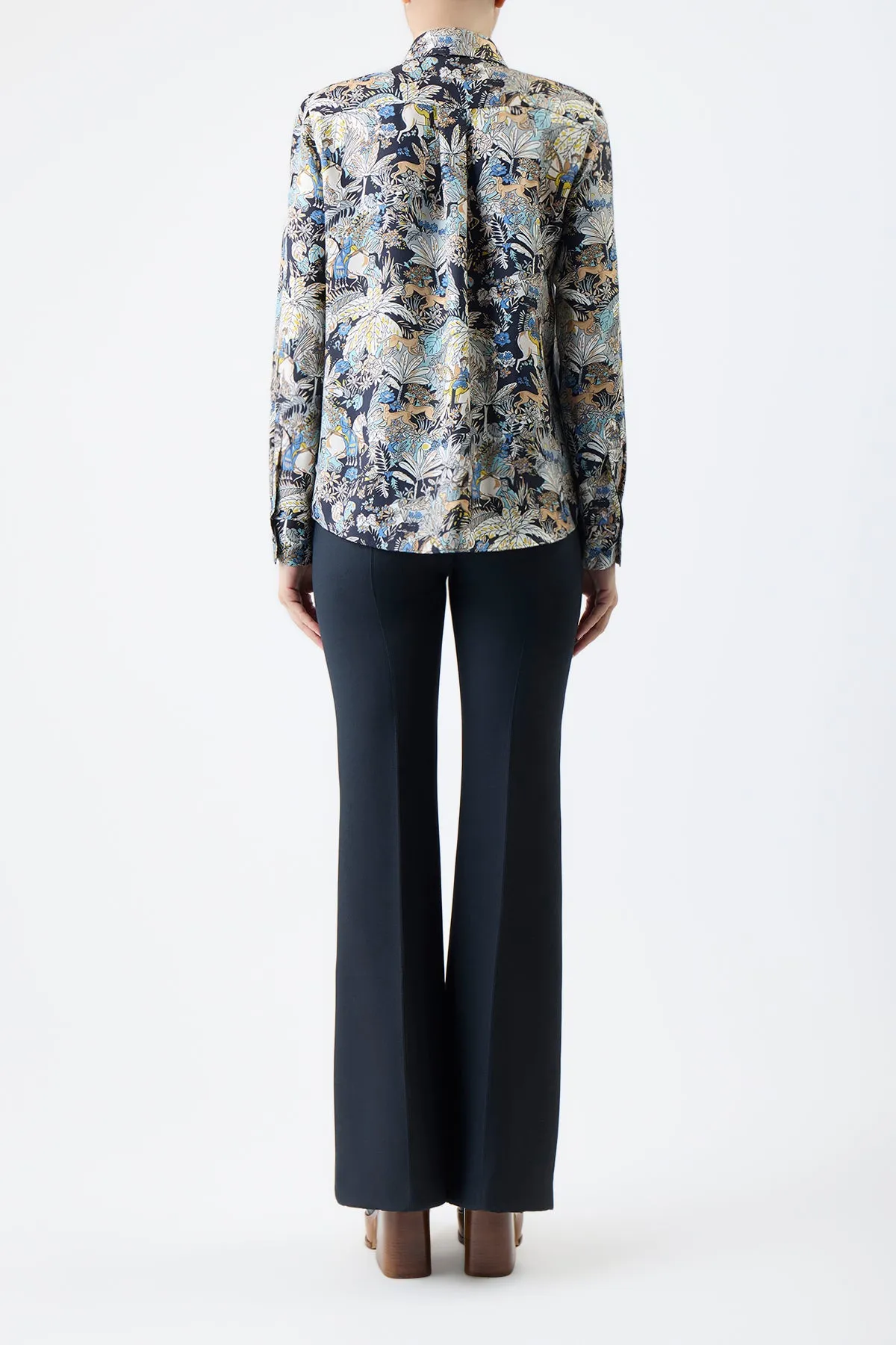 Henri Blouse in Blue Multi Printed Silk Twill sold by Gabriela Hearst product image thumbnail 4