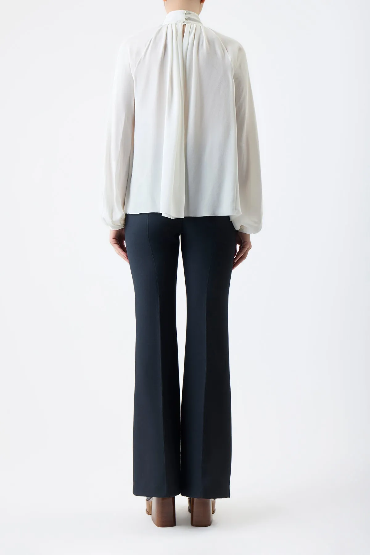 Kiian Pleated Top in Ivory Silk Georgette Twill sold by Gabriela Hearst product image thumbnail 4