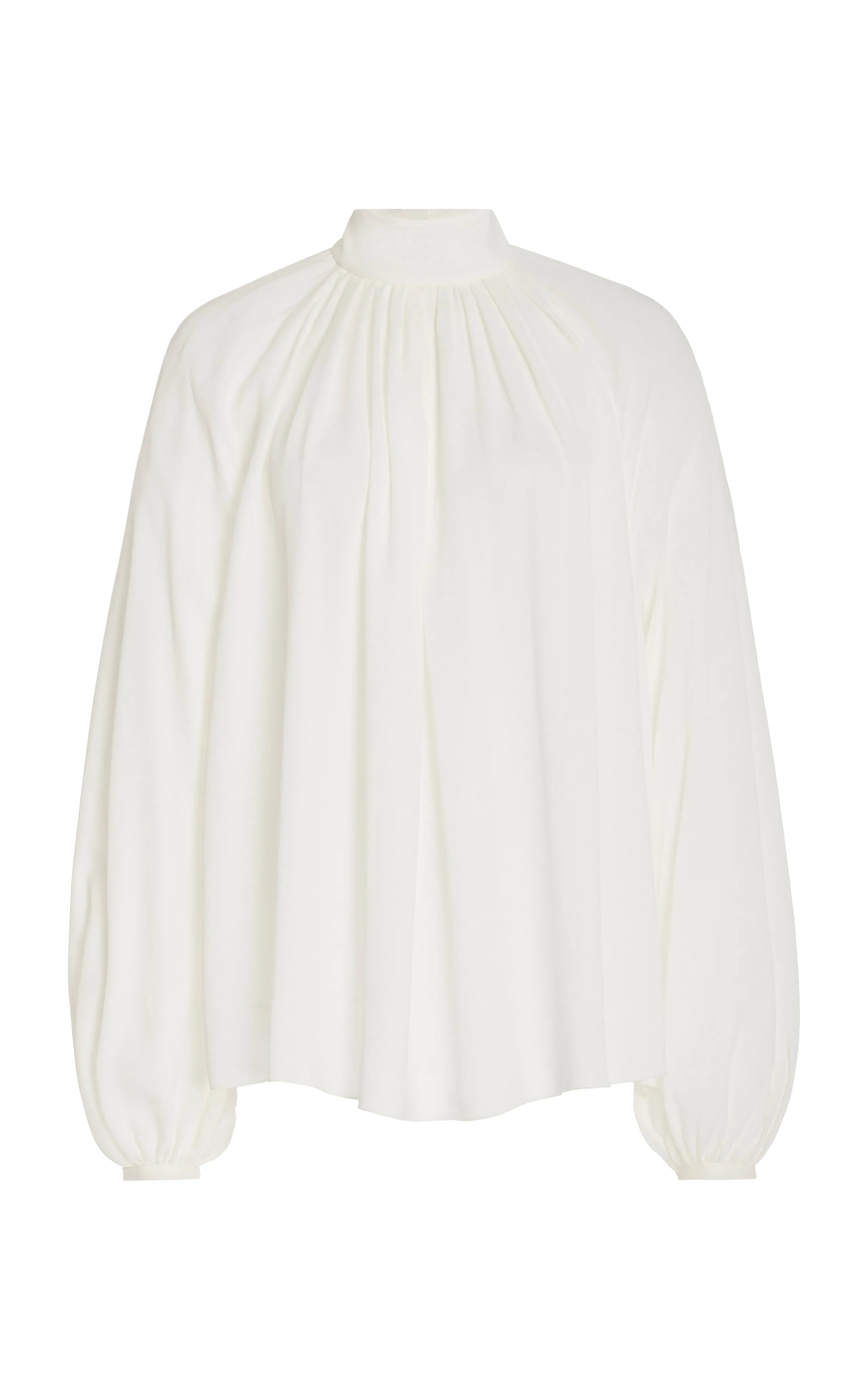 Kiian Pleated Top in Ivory Silk Georgette Twill sold by Gabriela Hearst