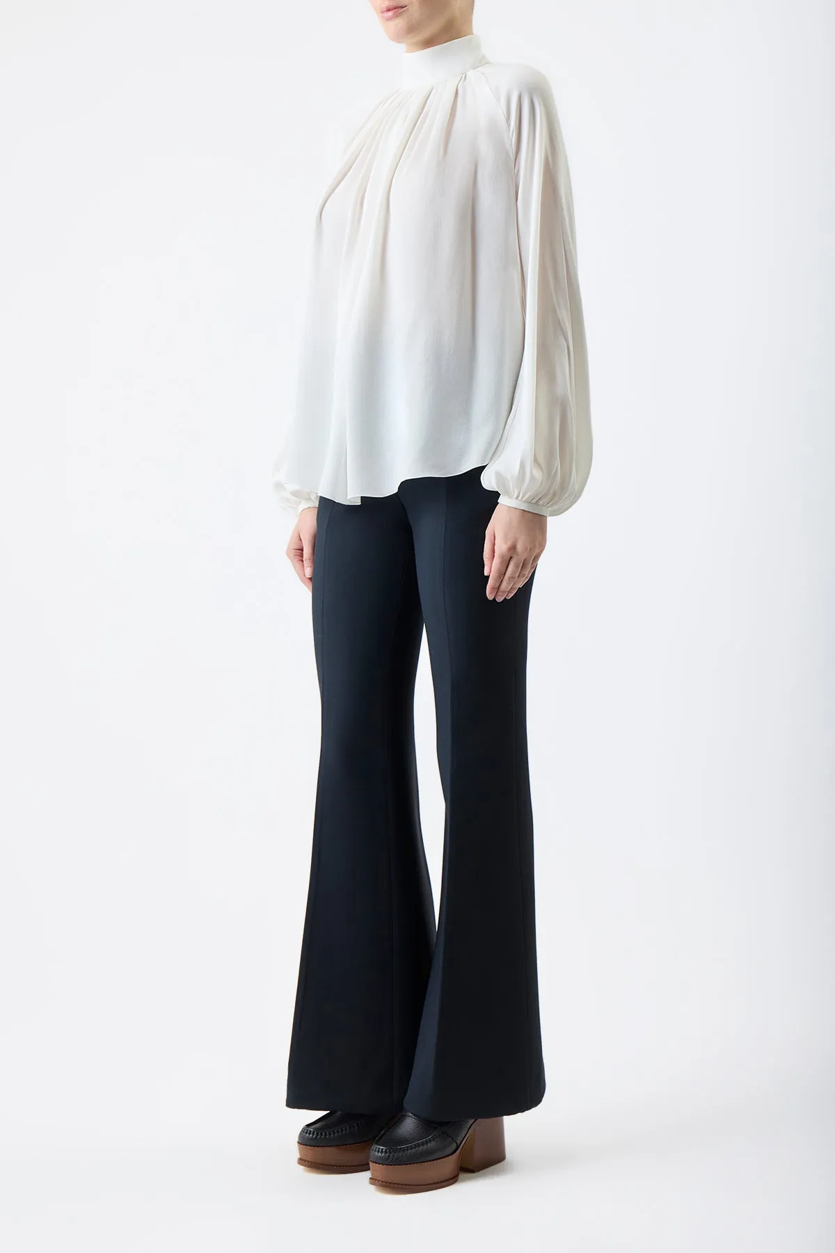 Kiian Pleated Top in Ivory Silk Georgette Twill sold by Gabriela Hearst product image thumbnail 3