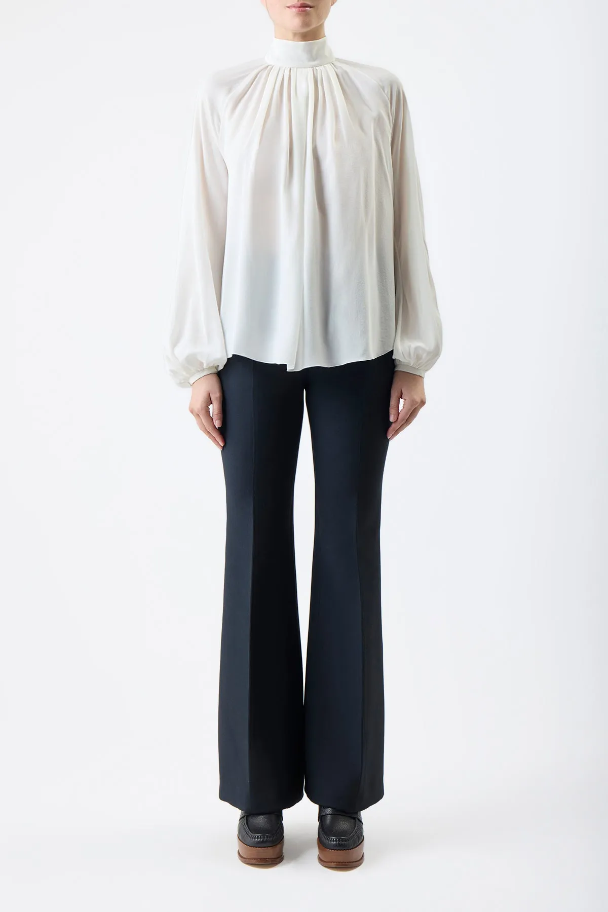 Kiian Pleated Top in Ivory Silk Georgette Twill sold by Gabriela Hearst product image thumbnail 2