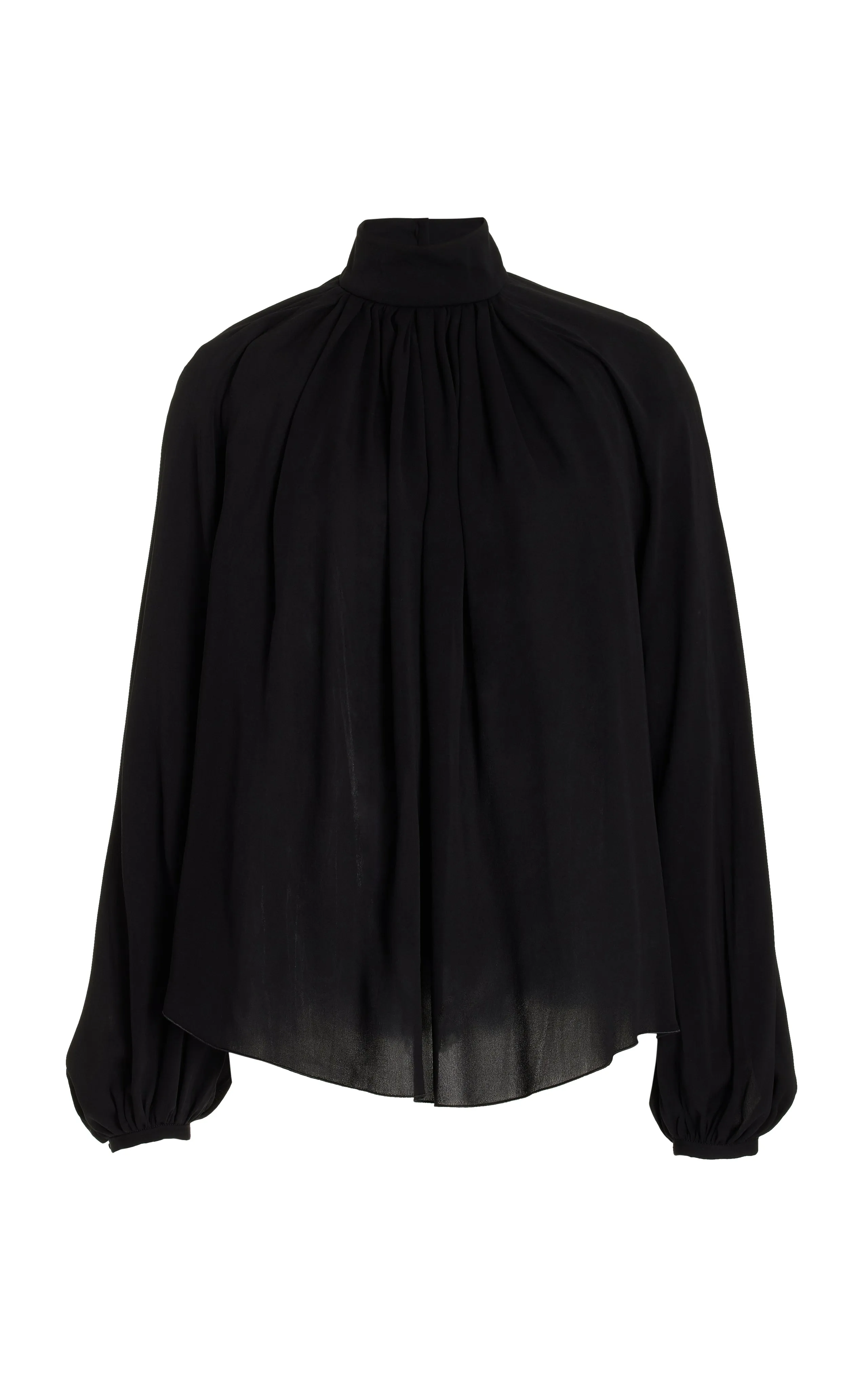 Kiian Pleated Top in Black Silk Georgette Twill sold by Gabriela Hearst