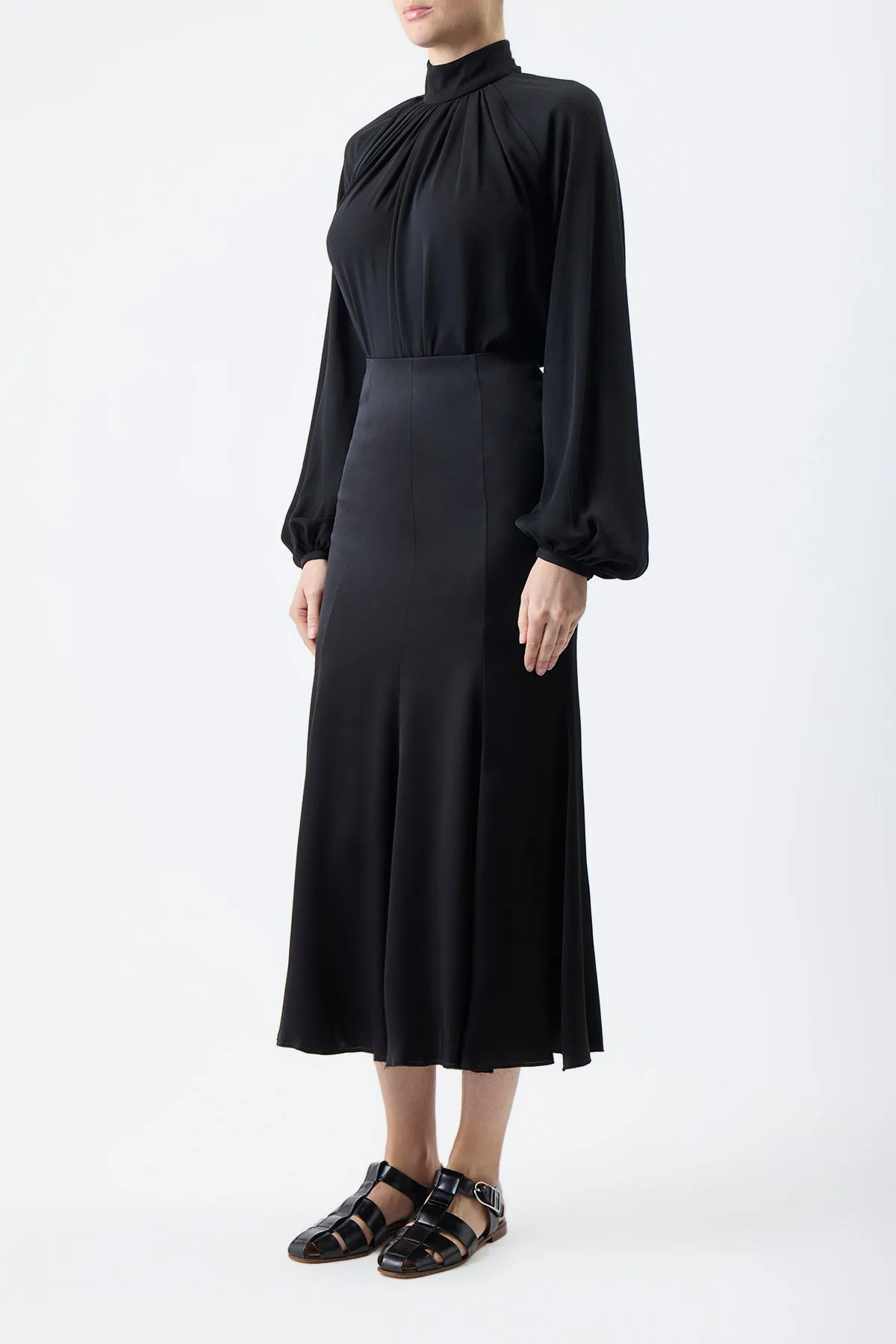 Kiian Pleated Top in Black Silk Georgette Twill sold by Gabriela Hearst product image thumbnail 3