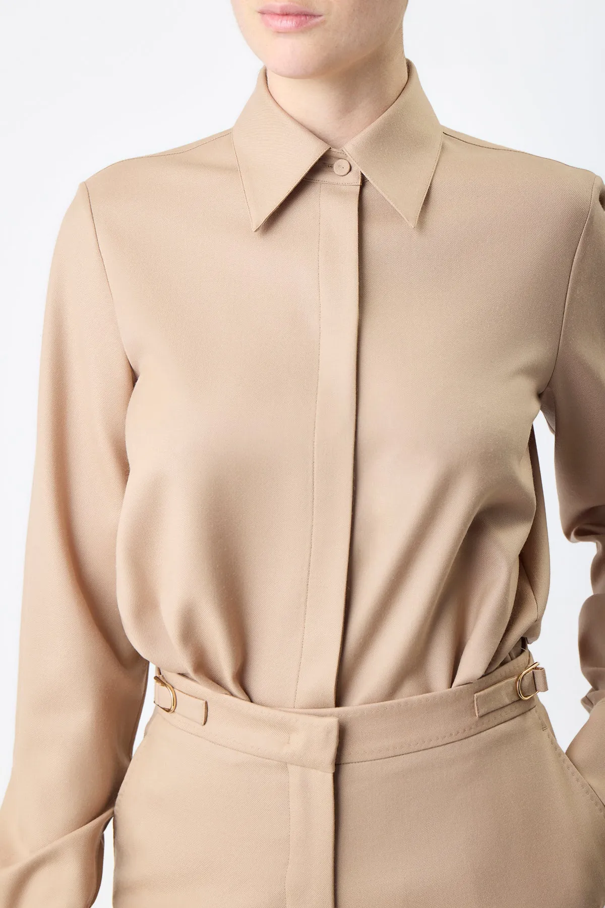 Etlin Shirt in Camel Virgin Wool Twill sold by Gabriela Hearst product image thumbnail 5