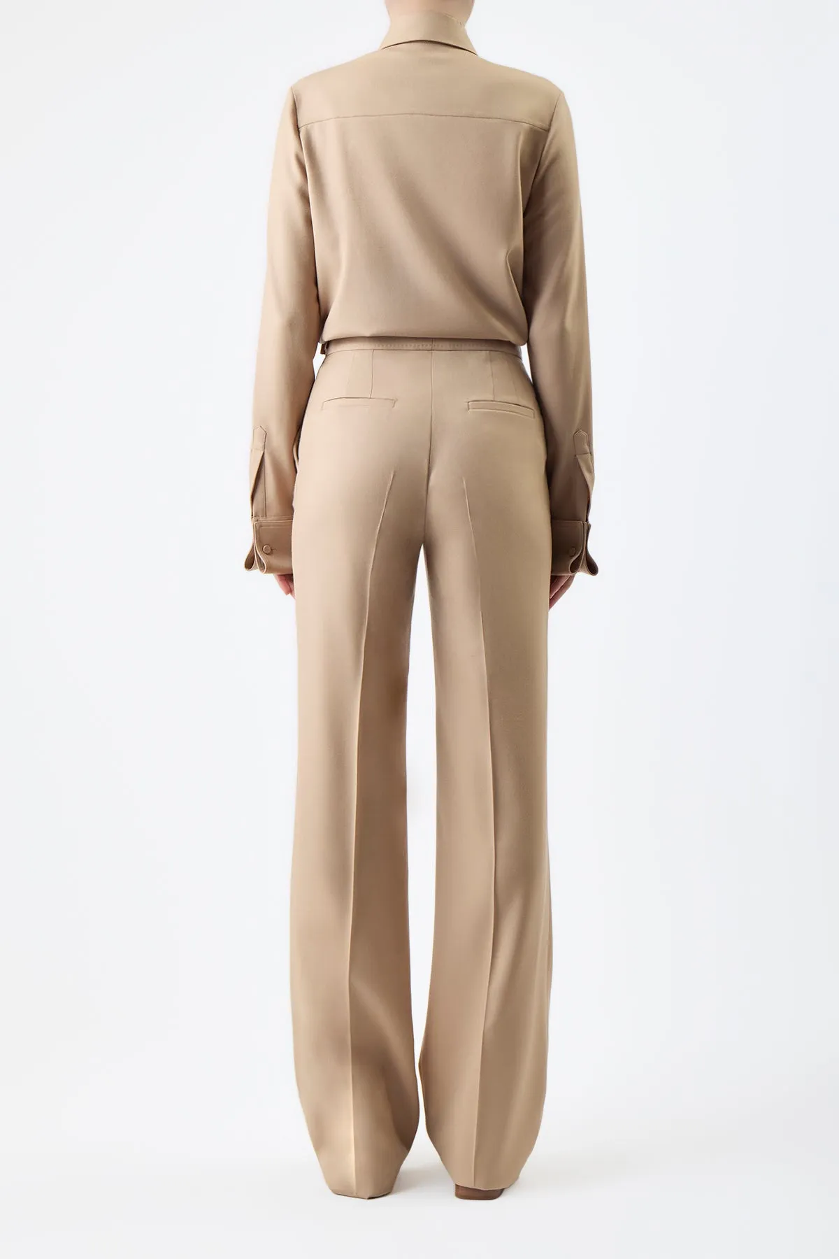 Etlin Shirt in Camel Virgin Wool Twill sold by Gabriela Hearst product image thumbnail 4