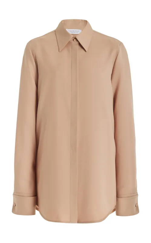 Etlin Shirt in Camel Virgin Wool Twill made by Gabriela Hearst